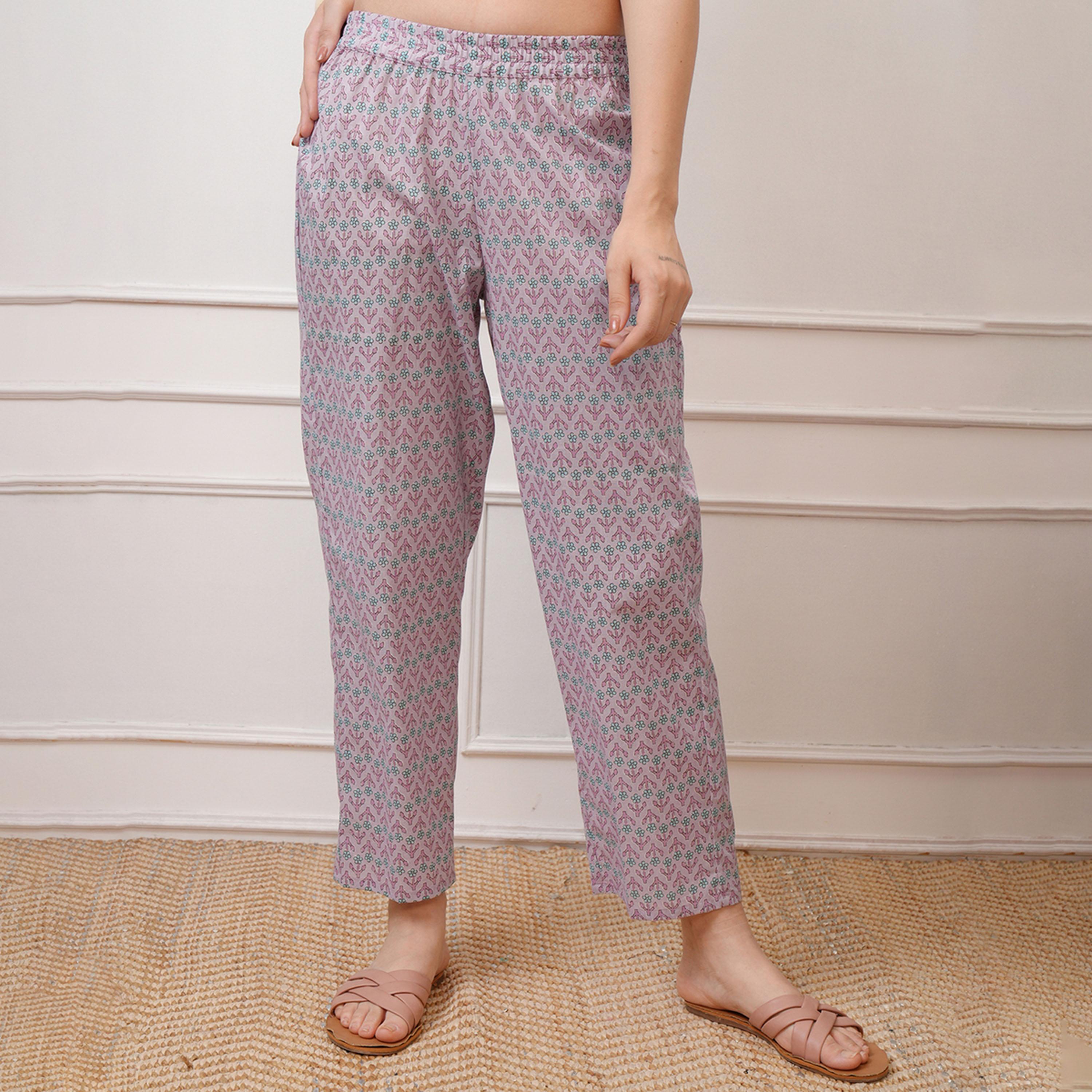 فيشود × ستايلي - تونيك قطني بطبعة زهور مع بنطال-women-clothing-coordsets-image-7