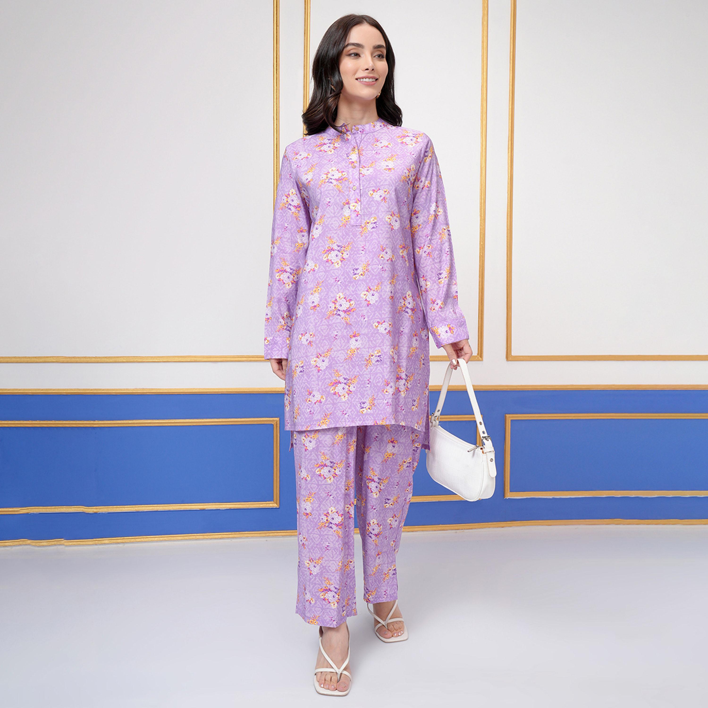 Vishudh X Styli Floral Printed Band Collar Long Sleeves Top & Palazzo-women-clothing-coordsets-image-2