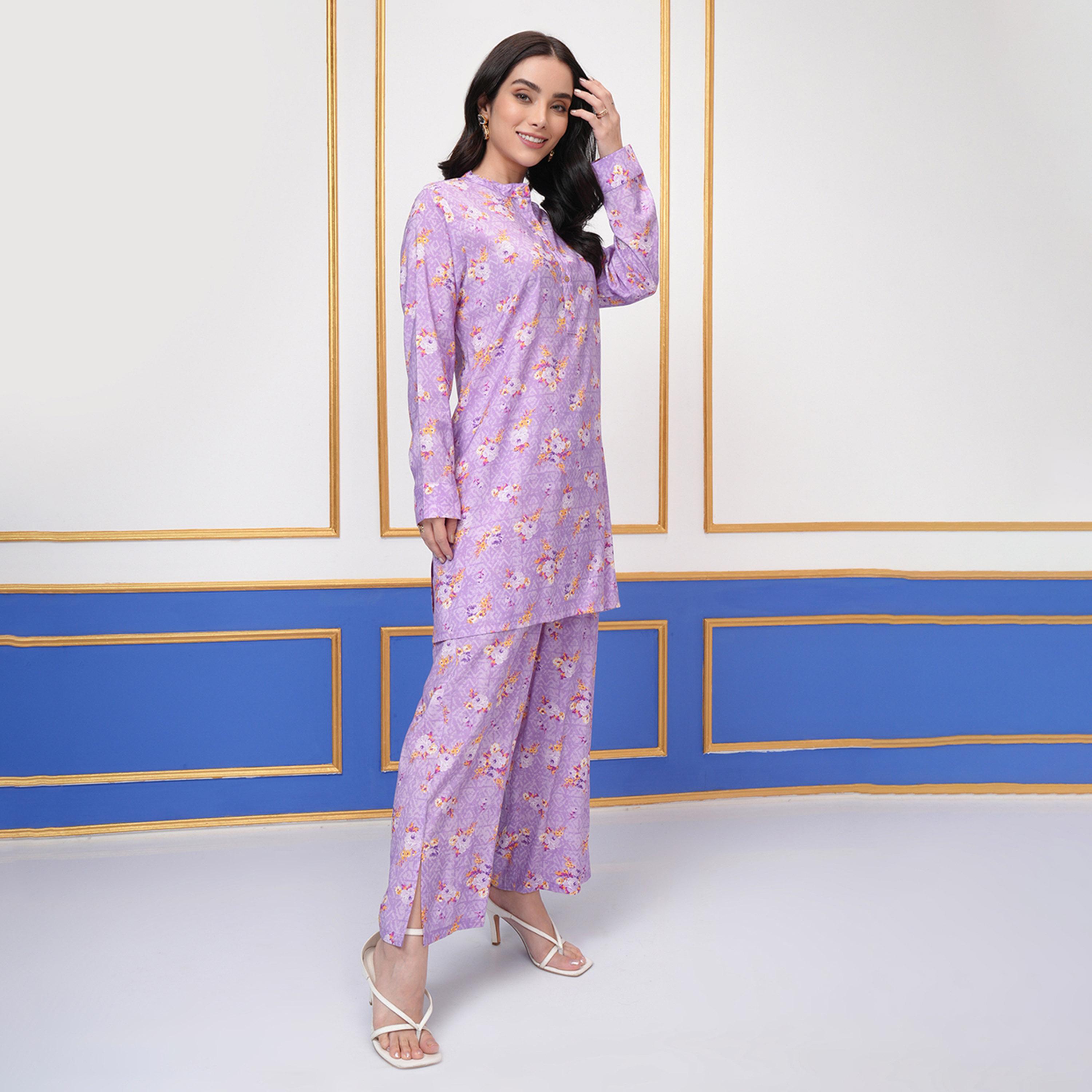 Vishudh X Styli Floral Printed Band Collar Long Sleeves Top & Palazzo-women-clothing-coordsets-image-6