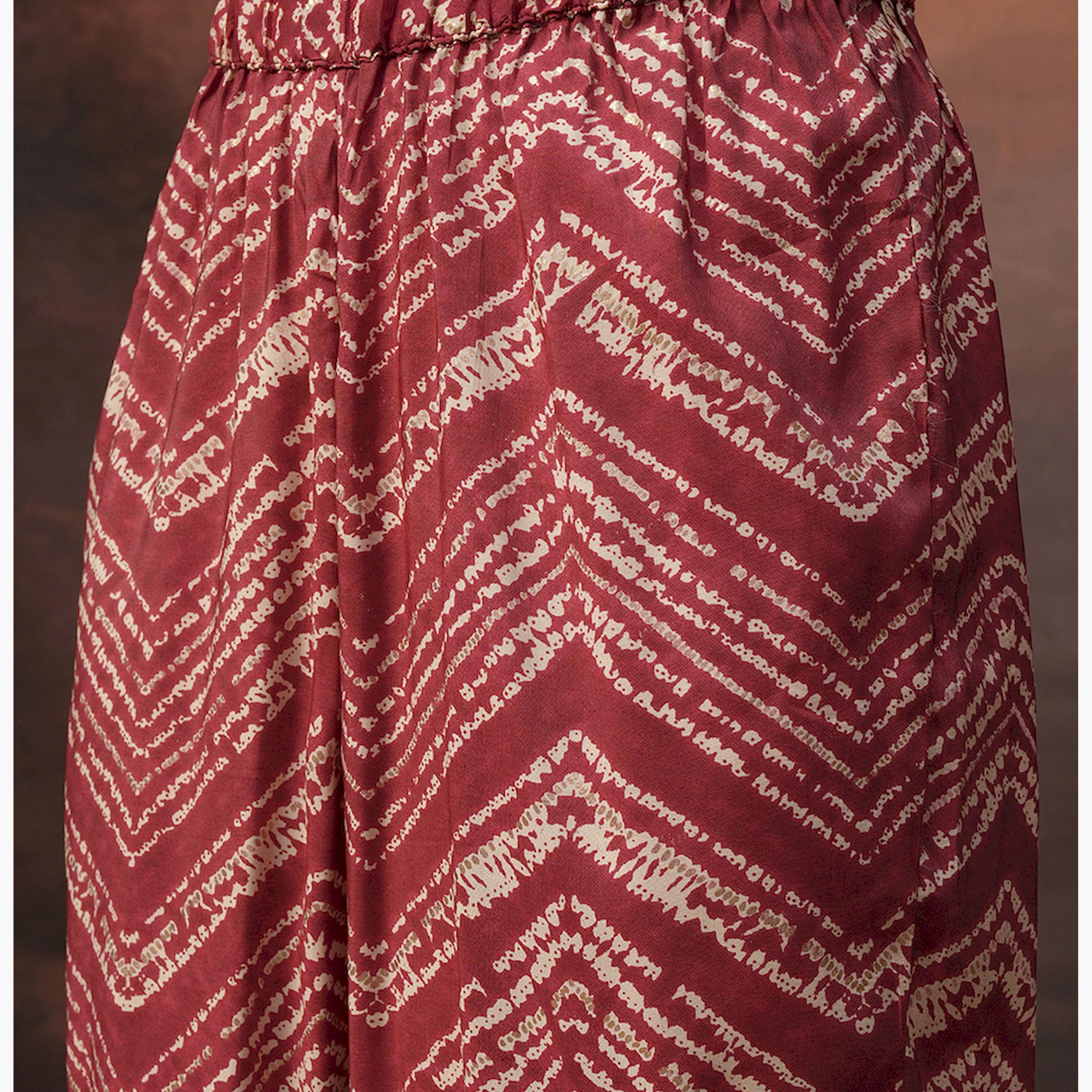 فيشود × ستايلي - تونيك بطبعة زهور بفتحة رقبة V وأكمام ثلاثة أرباع مع بنطال-women-clothing-coordsets-image-6