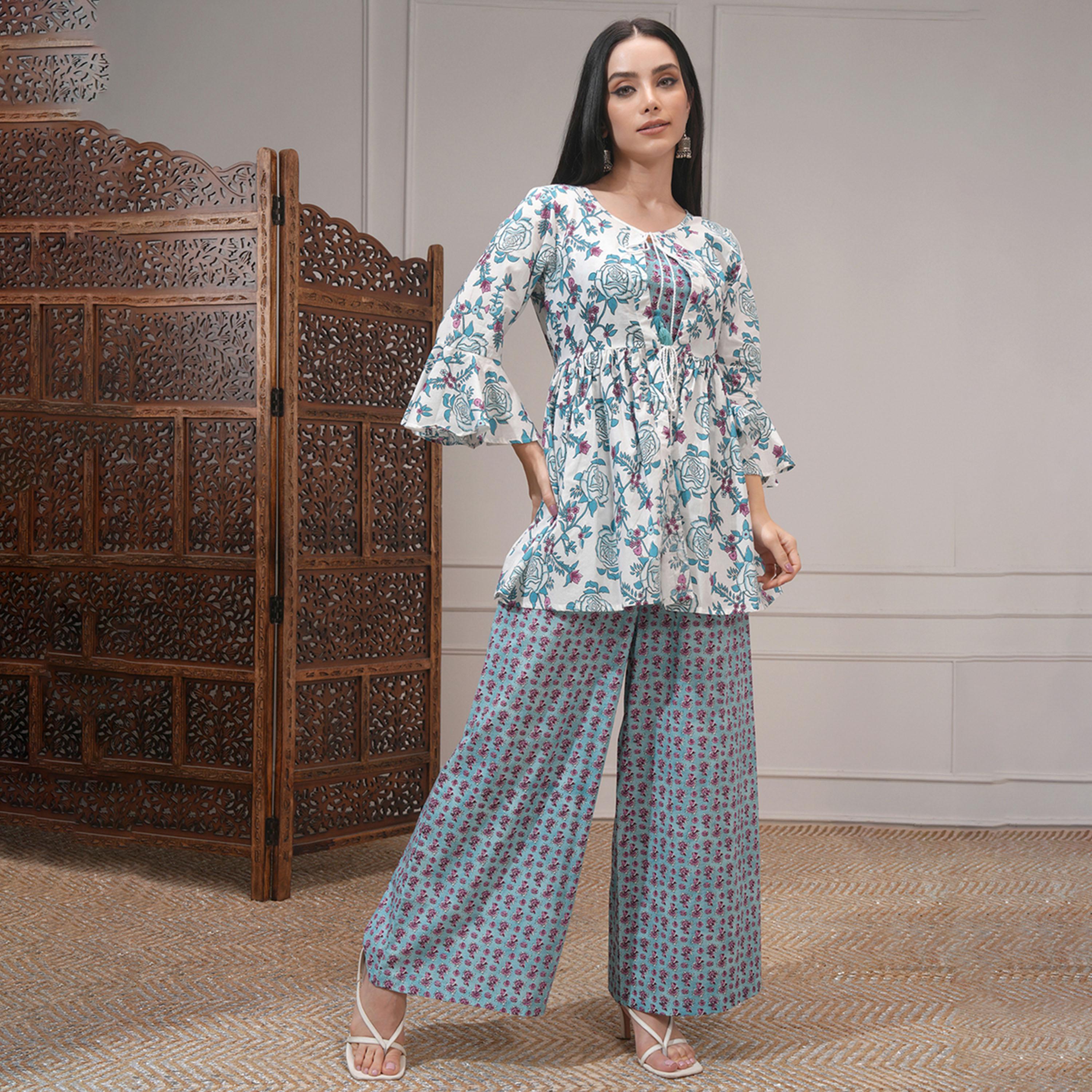 فيشود × ستايلي - طقم تونيك مطبوع من القطن الخالص مع بنطال-women-clothing-coordsets-image-1