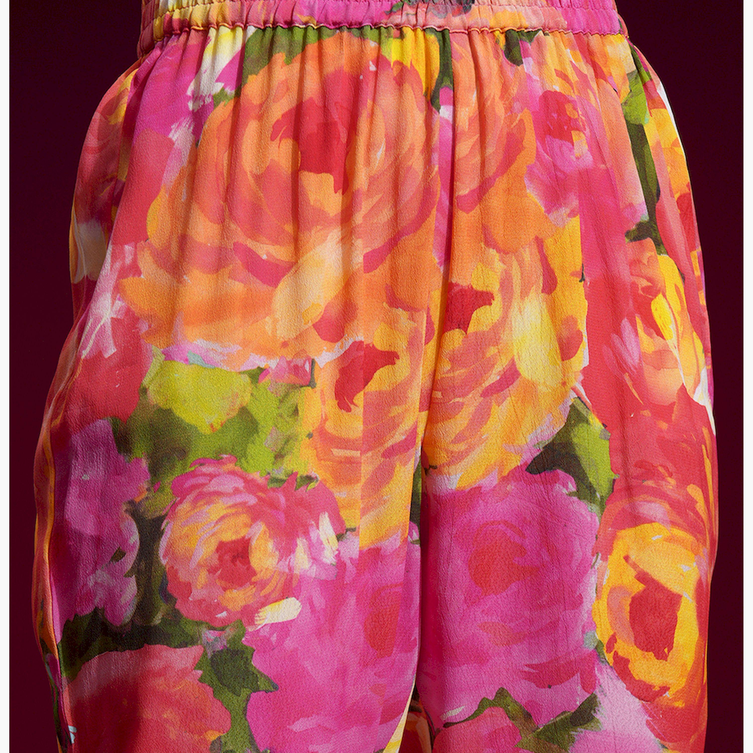 Vishudh X Styli Pink Printed V-Neck Tunic With Trouser-women-clothing-coordsets-image-6