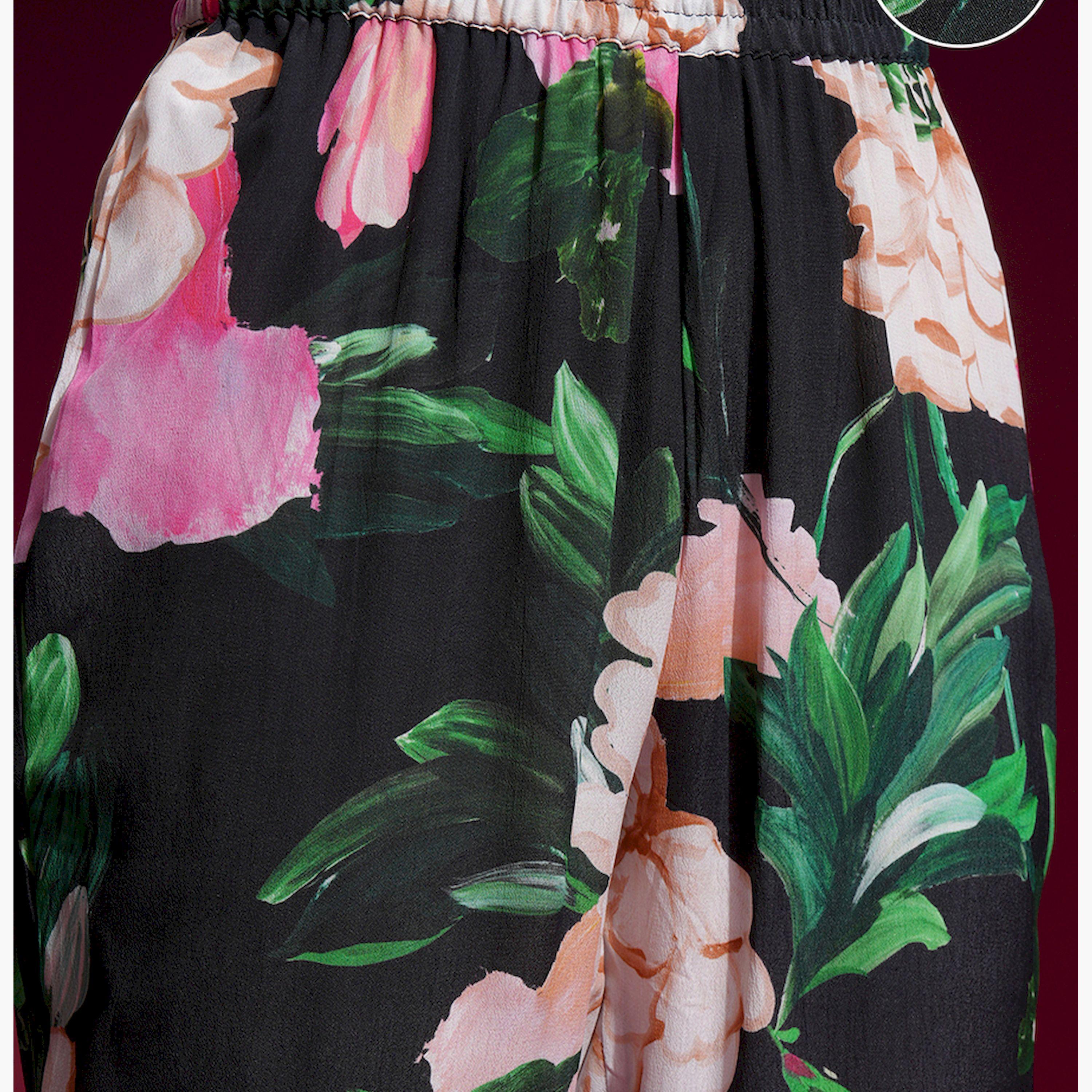 Vishudh X Styli Black Printed V-Neck Tunic With Trouser-women-clothing-coordsets-image-5
