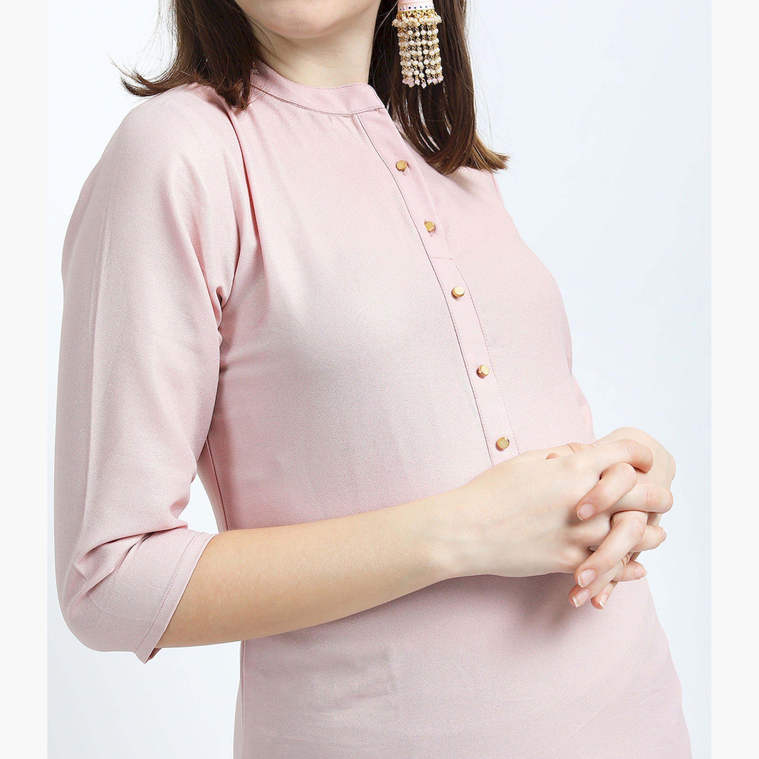 فيشود × ستايلي - كورتا مستقيمة باللون الوردي للنساء-women-clothing-ethnicwear-kurtas-image-4
