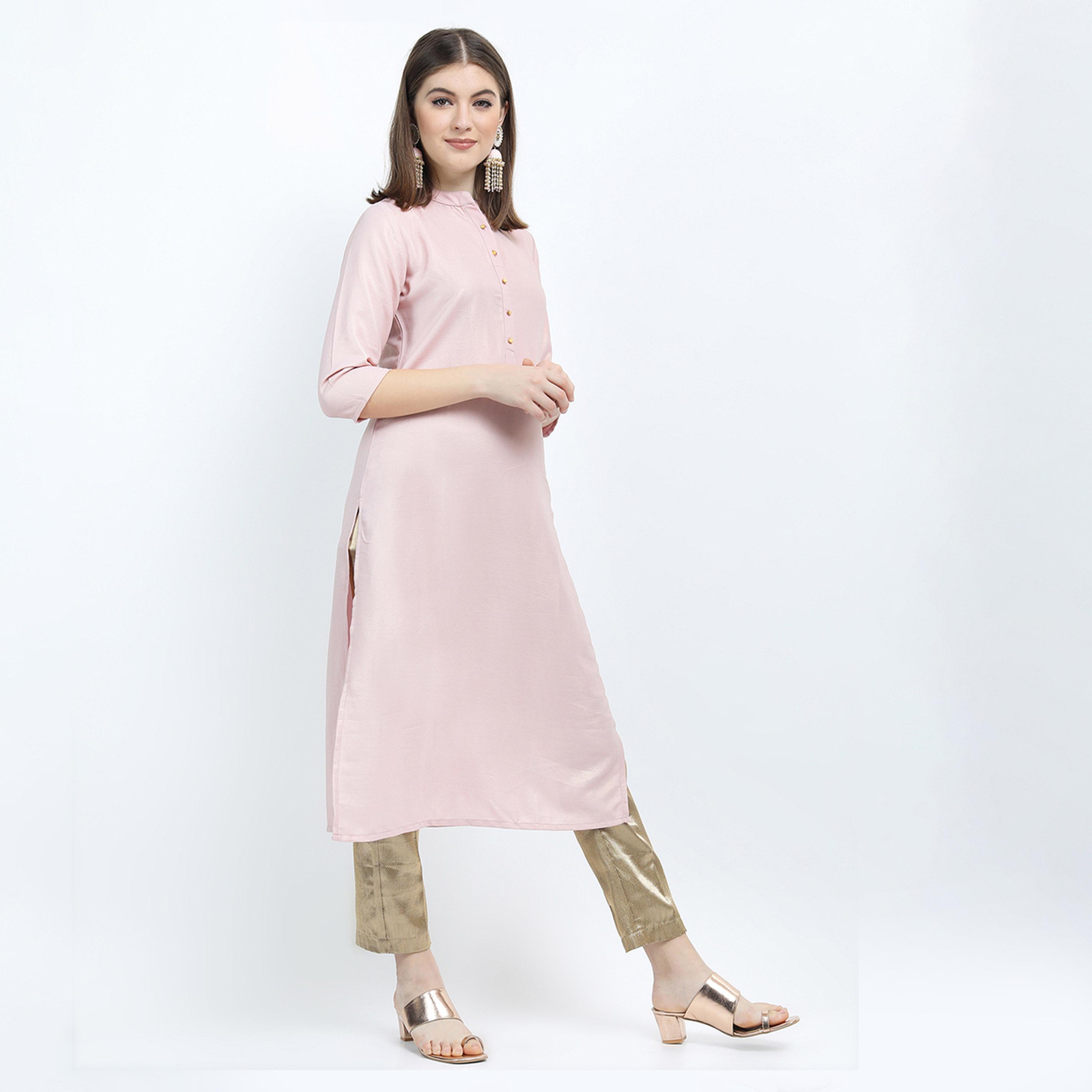 فيشود × ستايلي - كورتا مستقيمة باللون الوردي للنساء-women-clothing-ethnicwear-kurtas-image-5