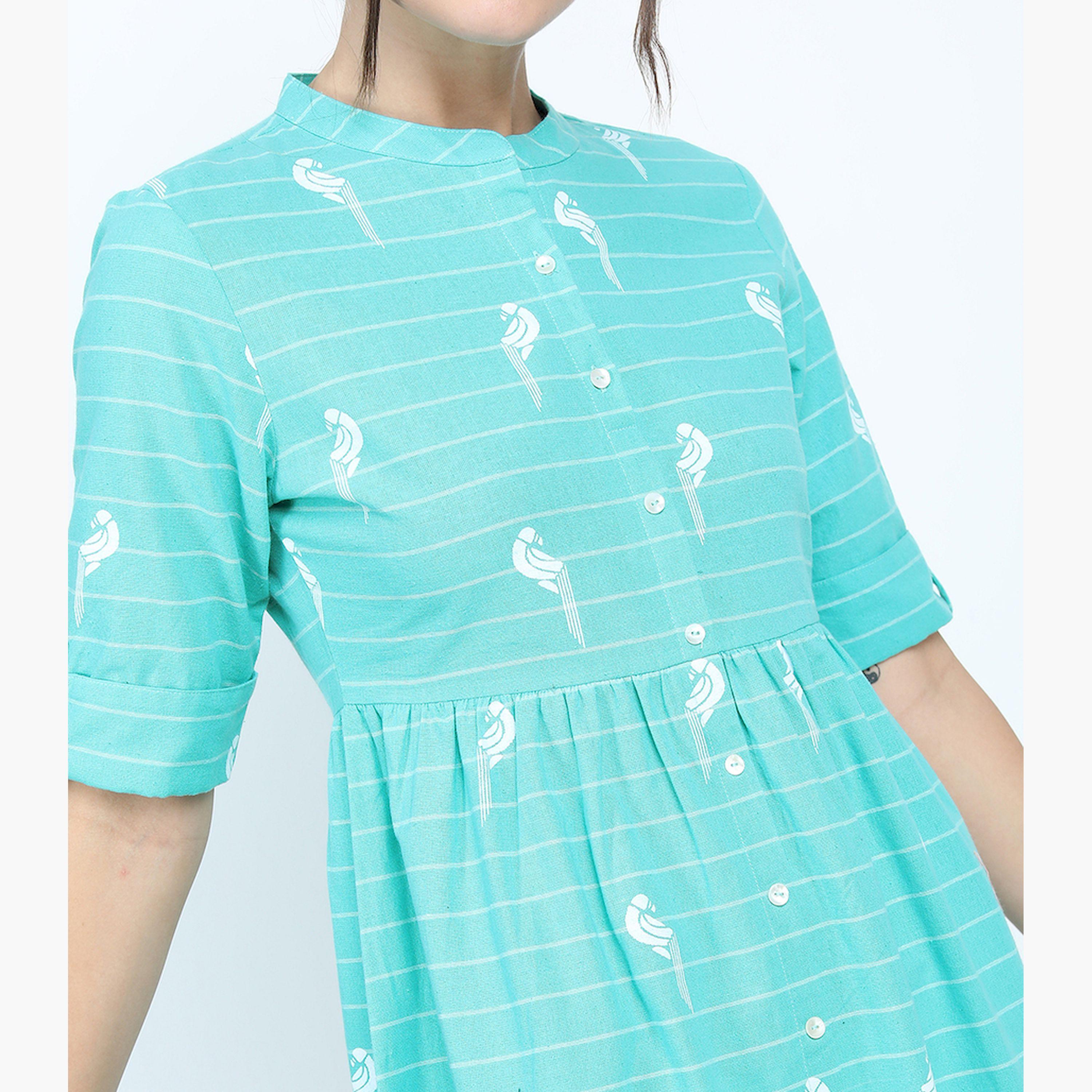 Vishudh X Styli Women Blue Printed Anarkali Kurta-women-clothing-ethnicwear-kurtas-image-4