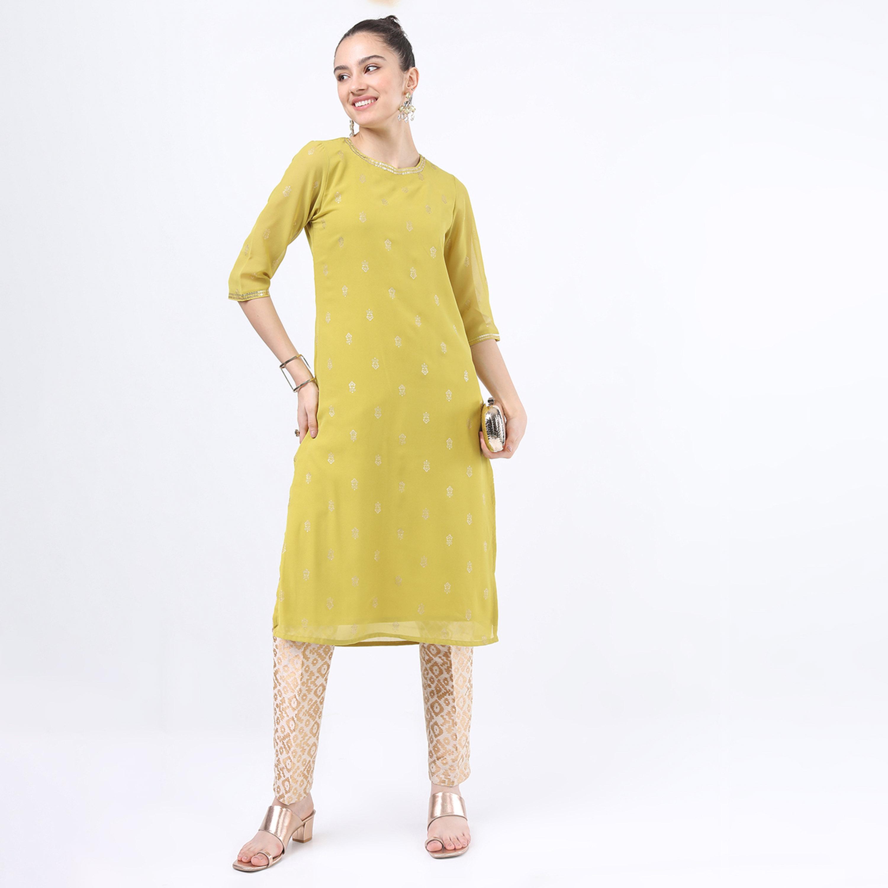Vishudh X Styli Women Yellow Ethnic Motifs Printed Kurta-women-clothing-ethnicwear-kurtas-image-5