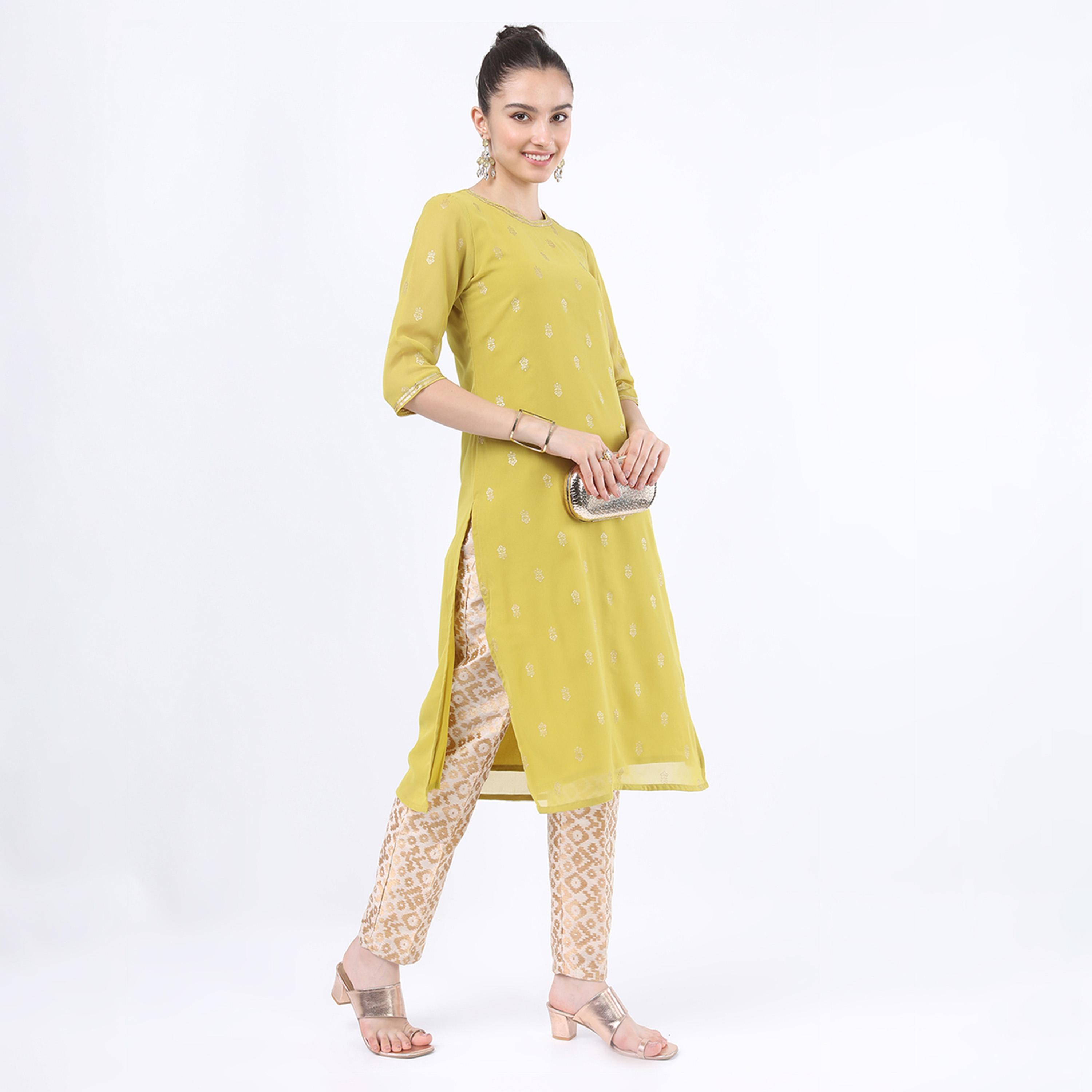 Vishudh X Styli Women Yellow Ethnic Motifs Printed Kurta-women-clothing-ethnicwear-kurtas-image-6