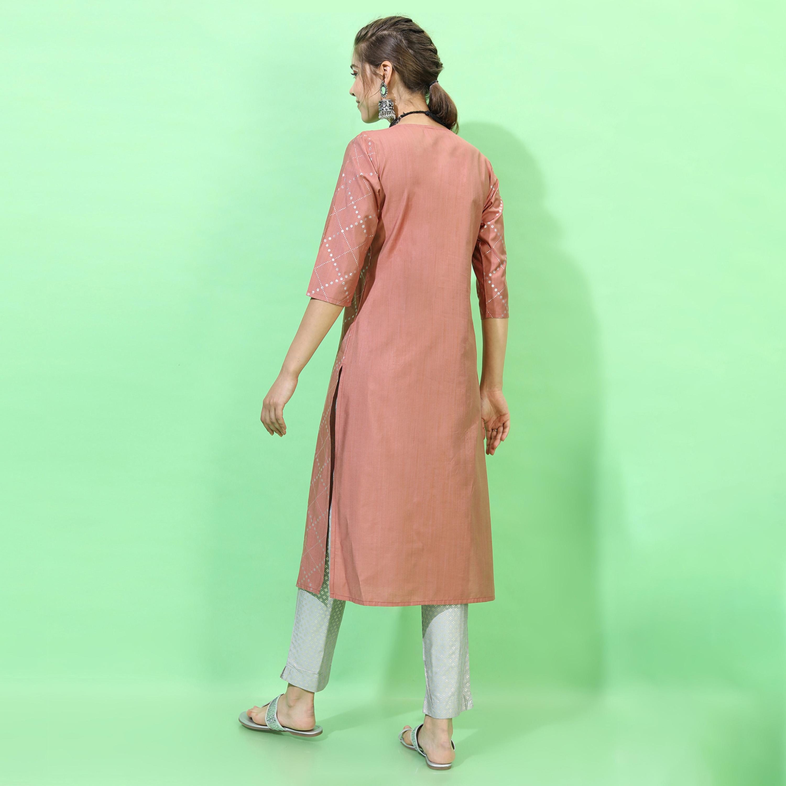 Vishudh X Styli Women Orange Viscose Rayon Kurta-women-clothing-ethnicwear-kurtas-image-3