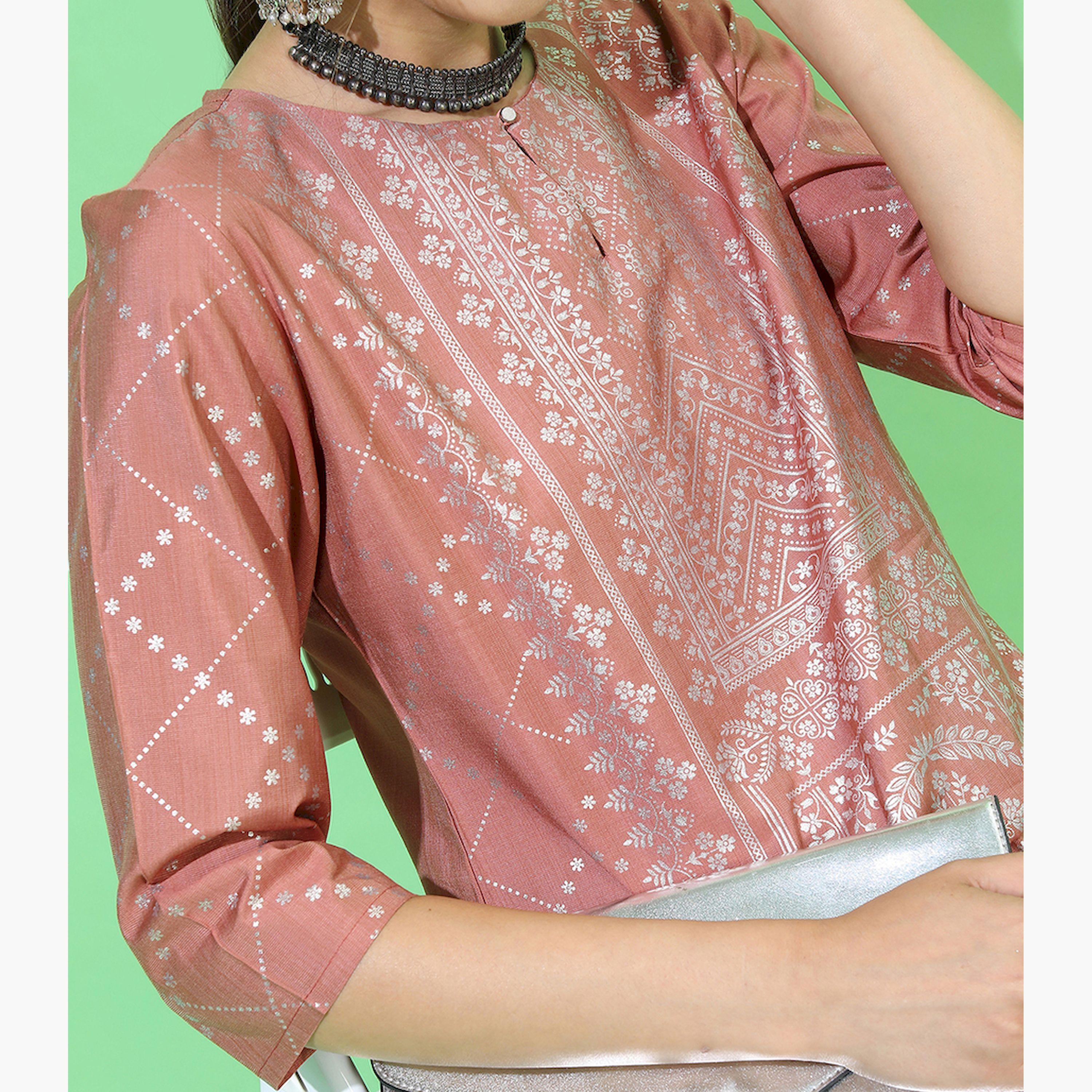 Vishudh X Styli Women Orange Viscose Rayon Kurta-women-clothing-ethnicwear-kurtas-image-4