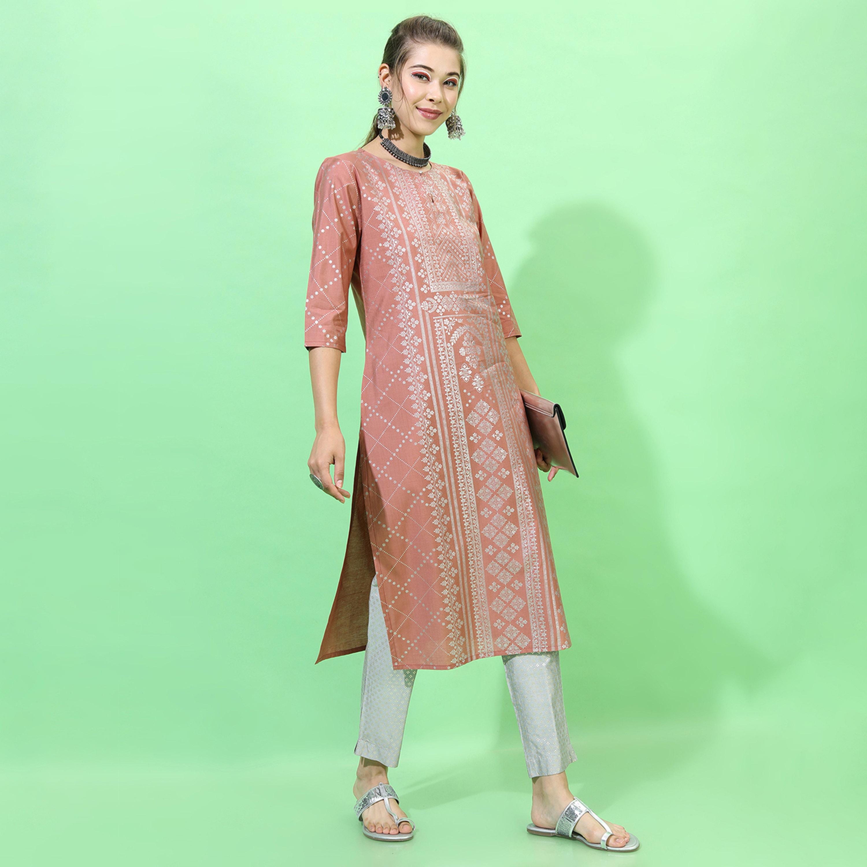 فيشود × ستايلي - كورتا للنساء فيسكوز رايون - برتقالي-women-clothing-ethnicwear-kurtas-image-5