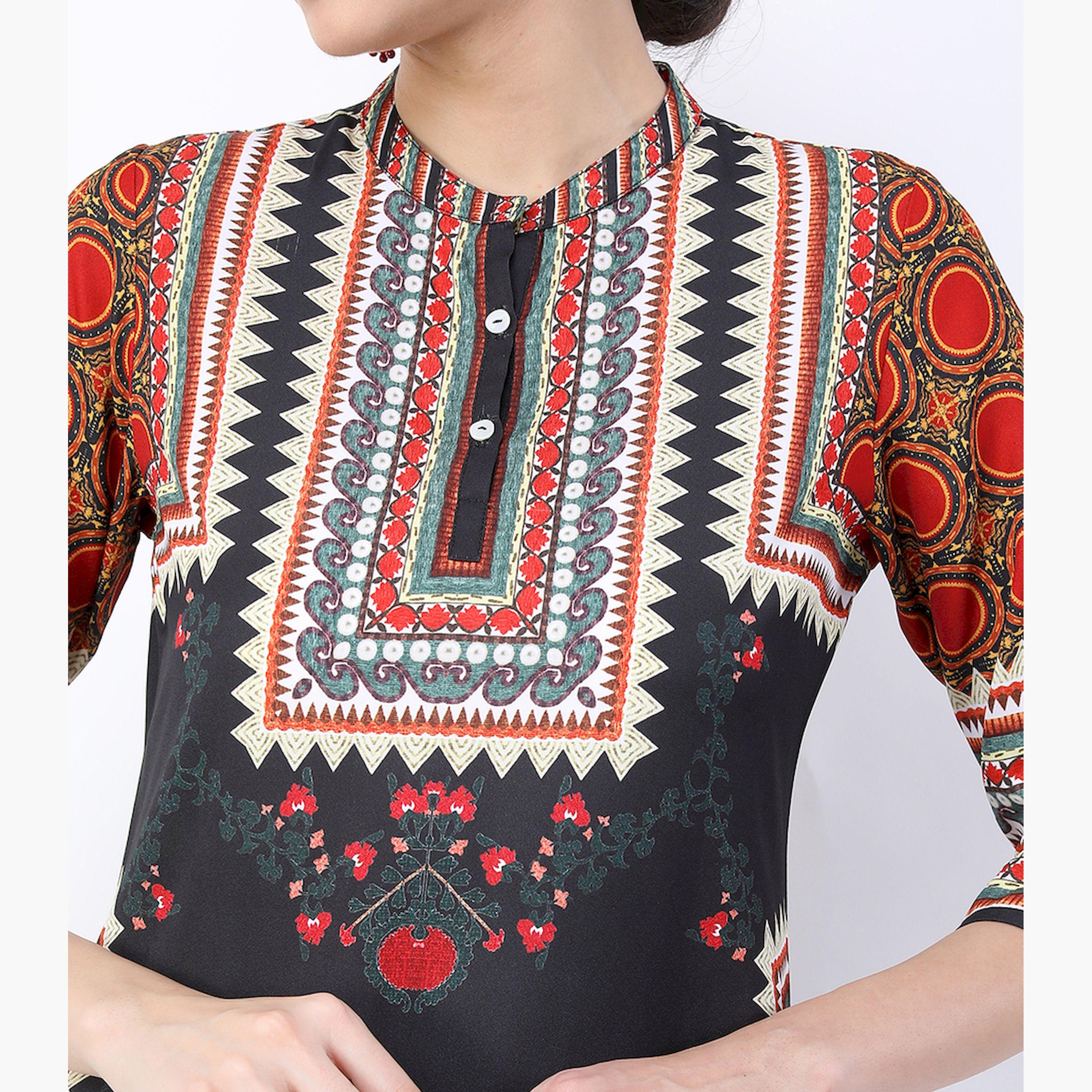 Vishudh X Styli Women Black Ethnic Motifs Printed Straight Kurta-women-clothing-ethnicwear-kurtas-image-4