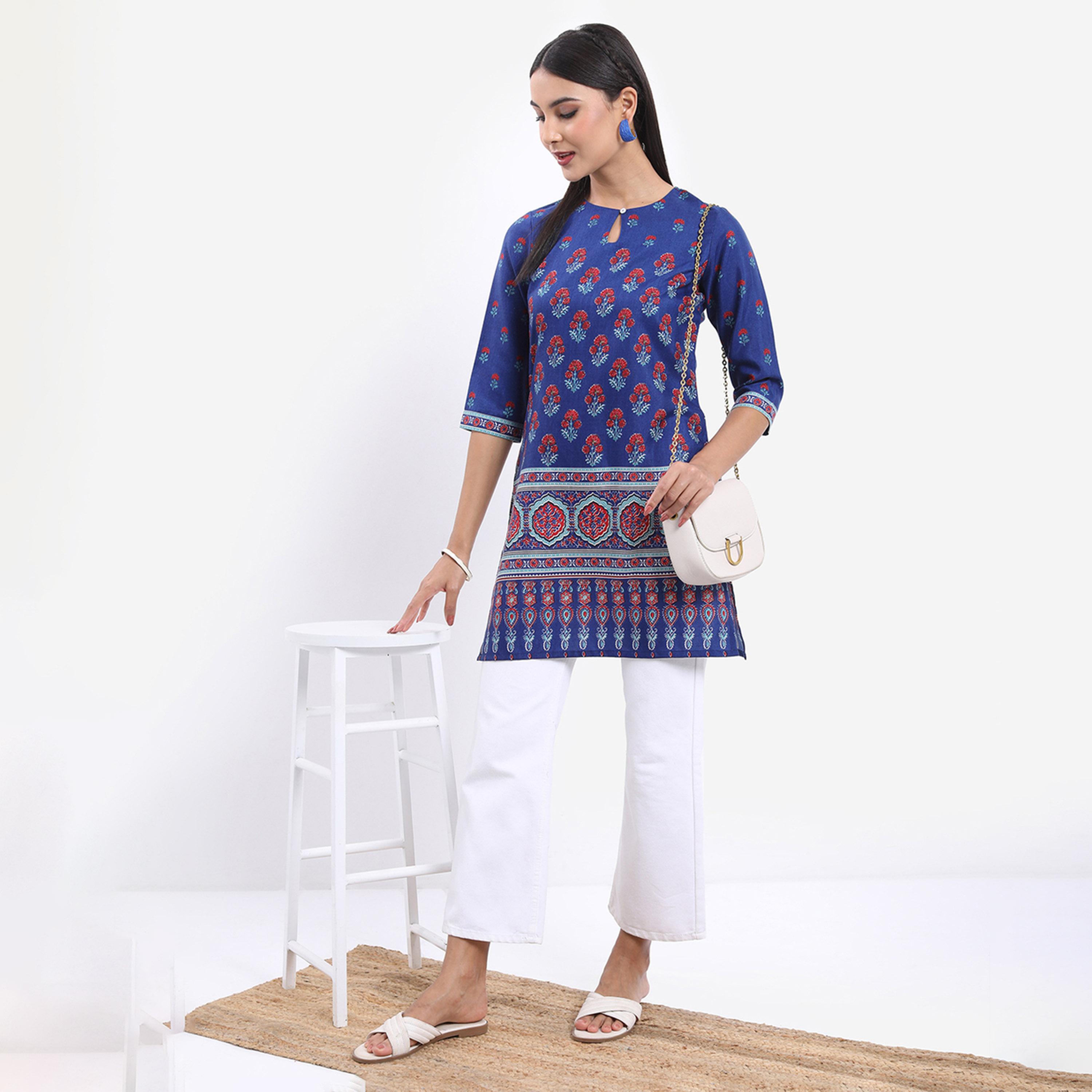 فيشود × ستايلي - كورتا مستقيمة بطبعة زهور-women-clothing-ethnicwear-kurtas-image-2