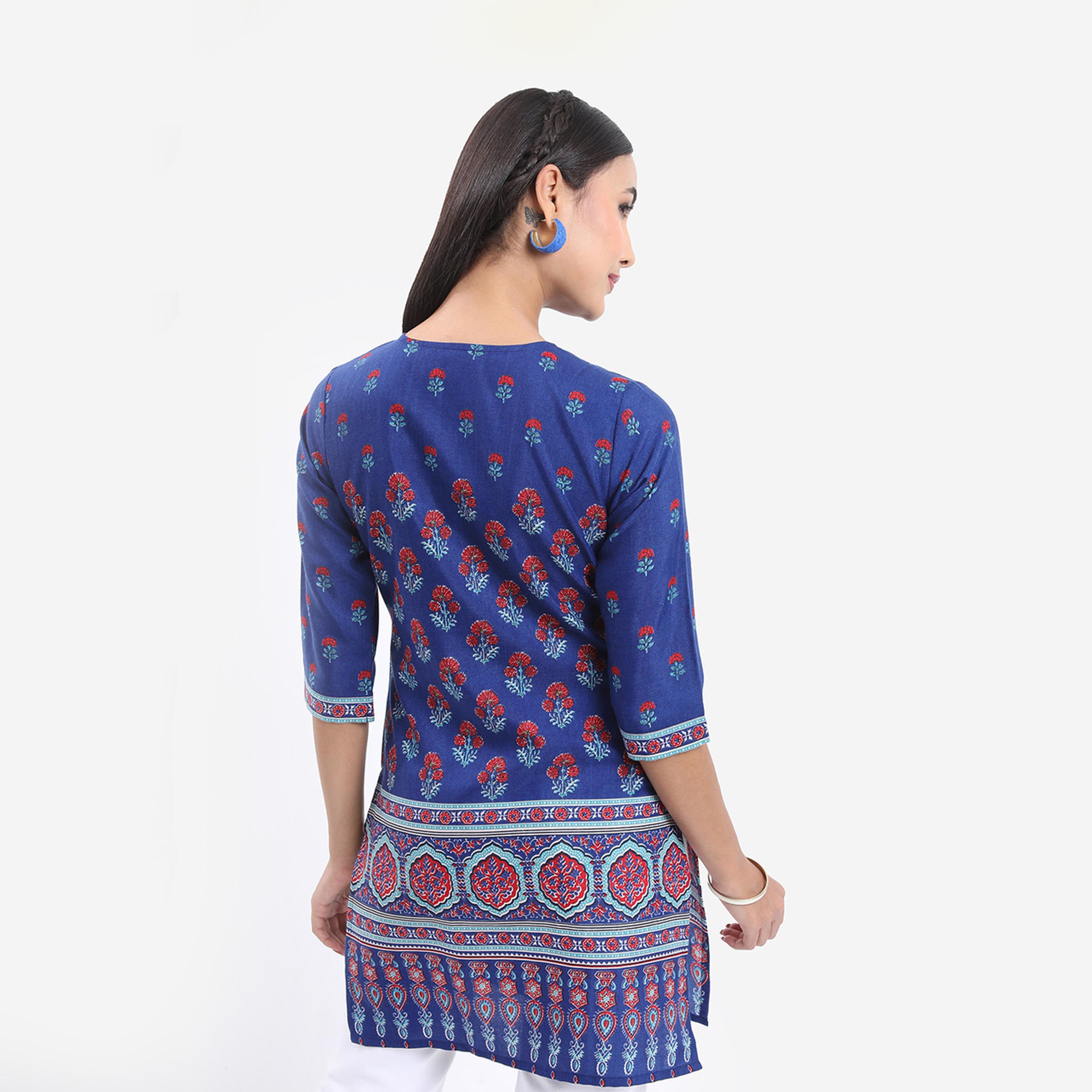 فيشود × ستايلي - كورتا مستقيمة بطبعة زهور-women-clothing-ethnicwear-kurtas-image-3
