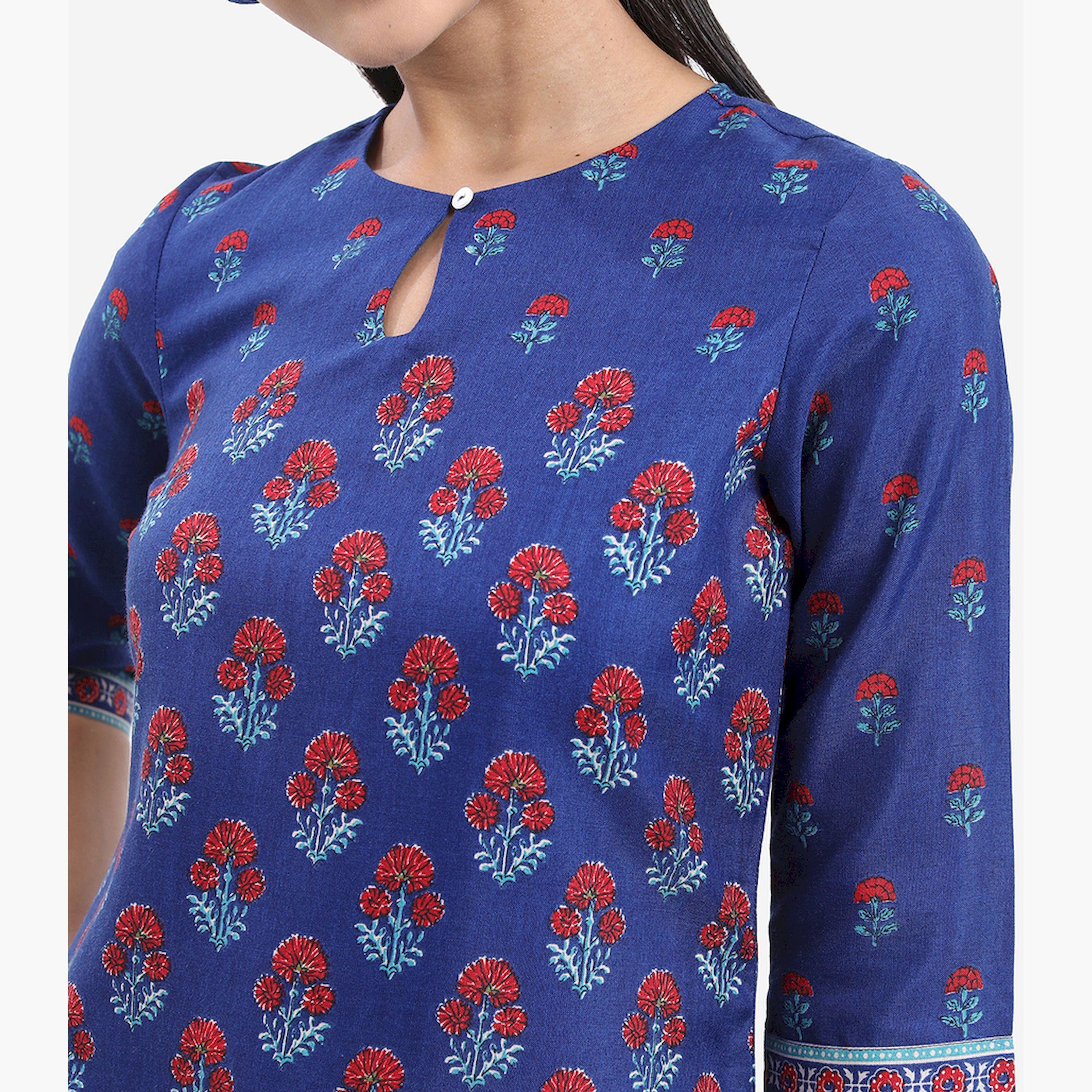 فيشود × ستايلي - كورتا مستقيمة بطبعة زهور-women-clothing-ethnicwear-kurtas-image-5