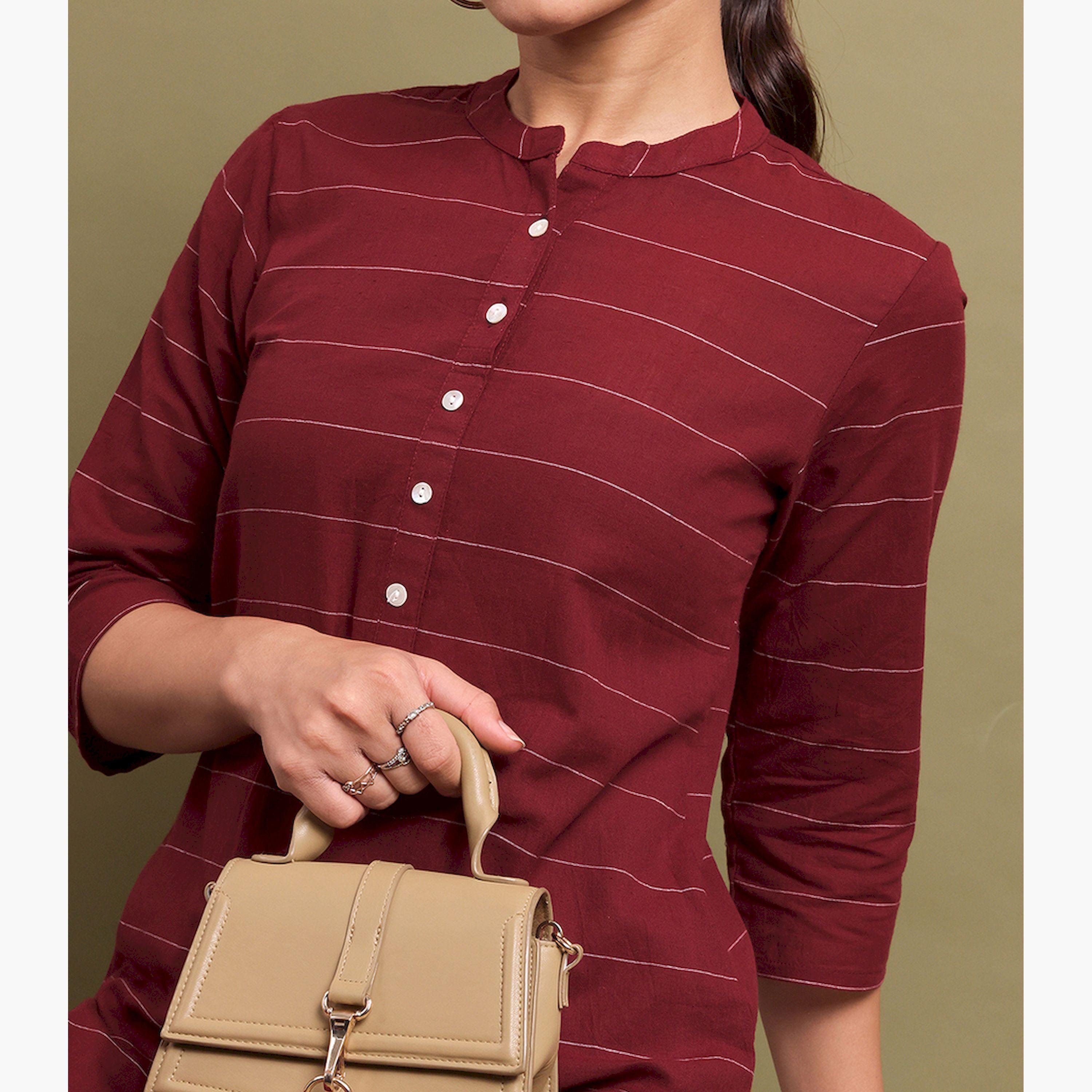 Vishudh X Styli Horizontal Striped Thread Work Kurta-women-clothing-ethnicwear-kurtas-image-5