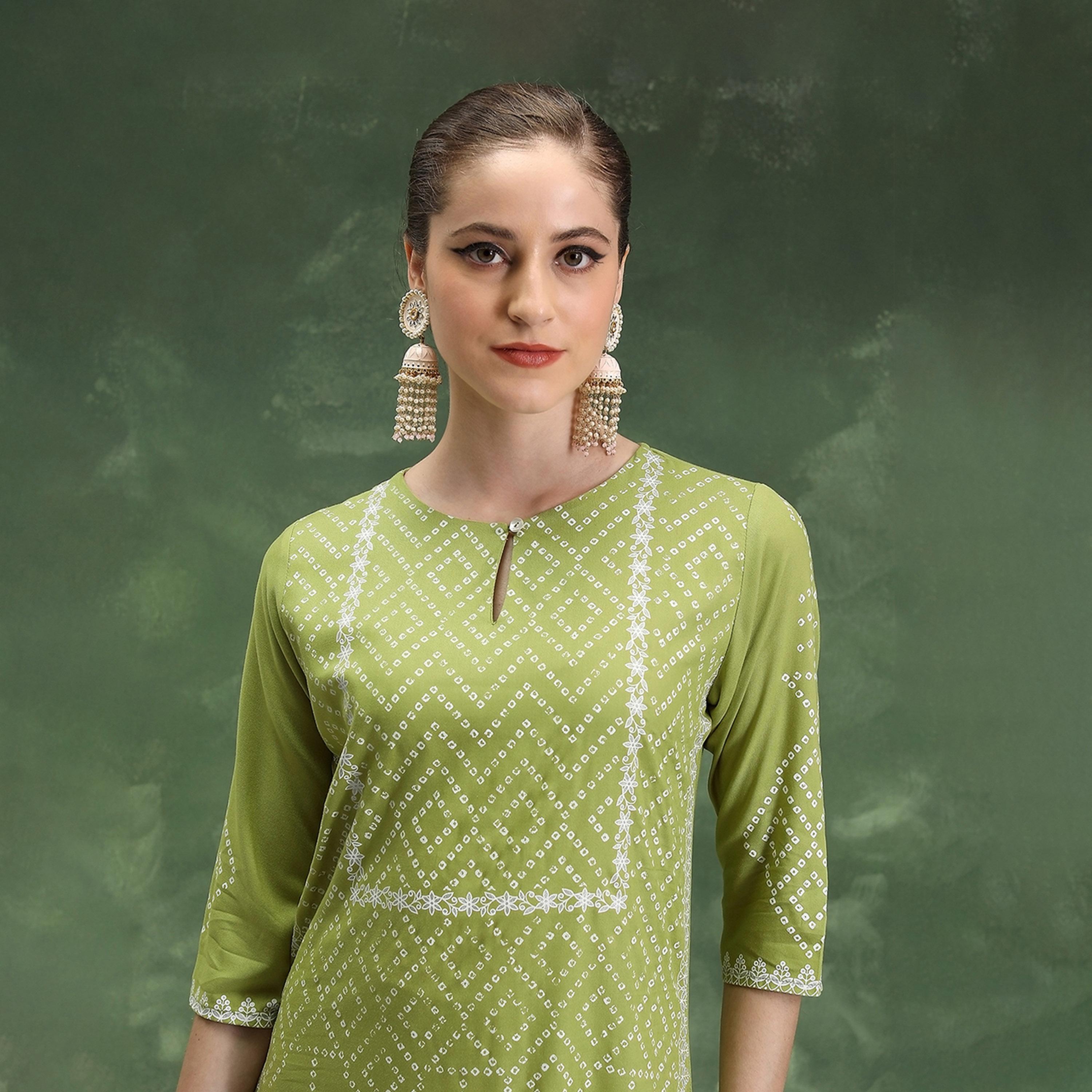 فيشود × ستايلي - كورتا بطبعة هندسية وفتحة رقبة صغيرة-women-clothing-ethnicwear-kurtas-image-6