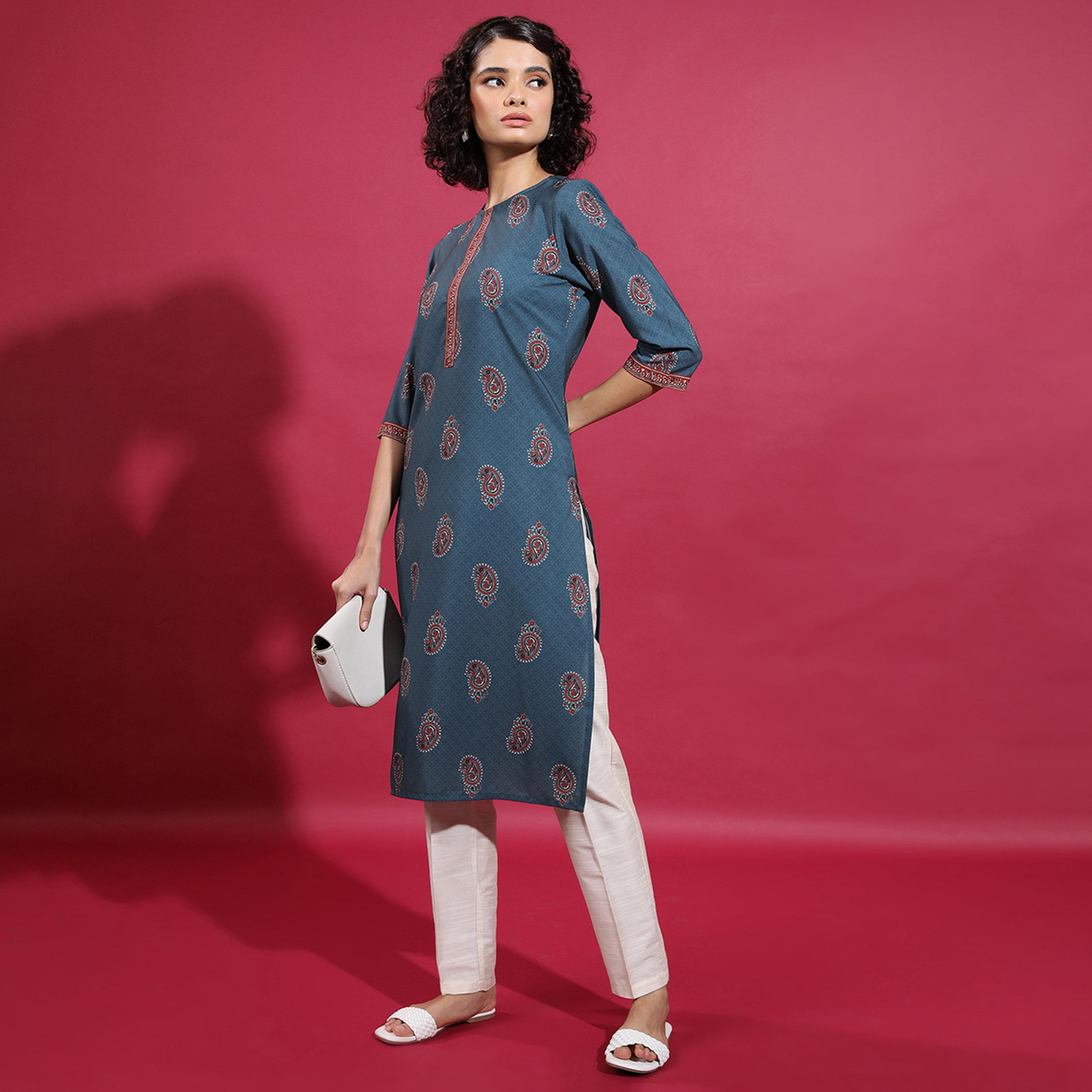 فيشود × ستايلي - كورتا جوتا باتي مطبوعة بزخارف عرقية بأكمام واسعة-women-clothing-ethnicwear-kurtas-image-4