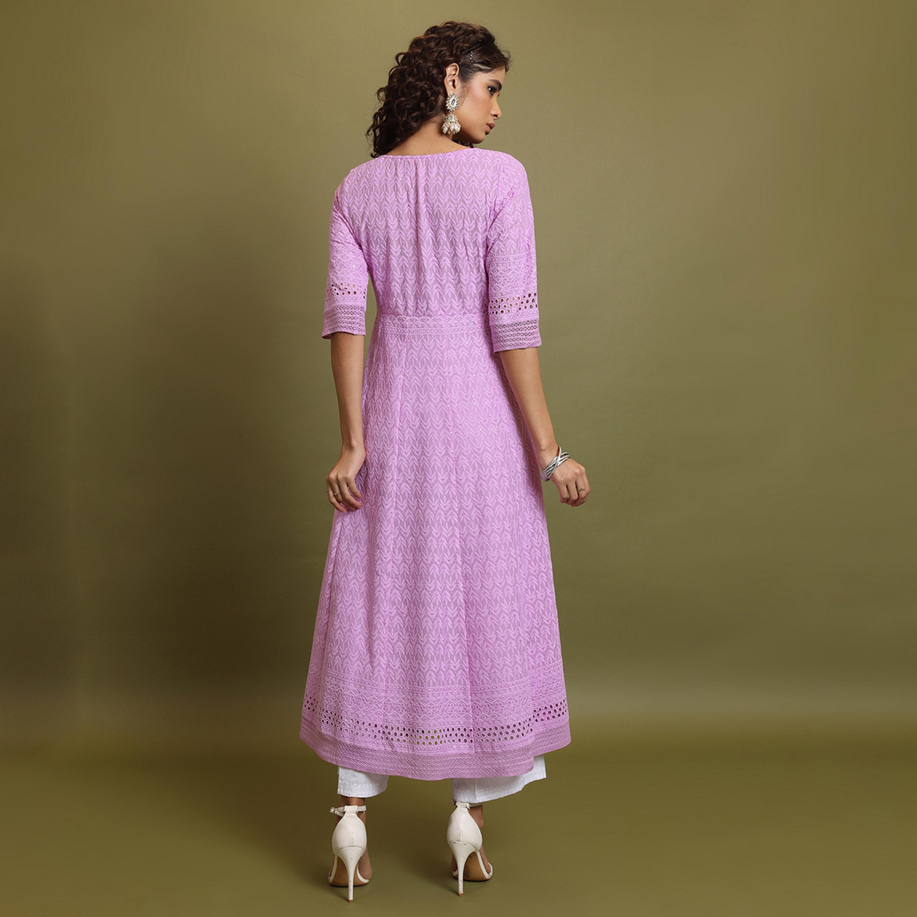 Vishudh X Styli Geometric Embroidered Thread Work Anarkali Kurta-women-clothing-ethnicwear-kurtas-image-3