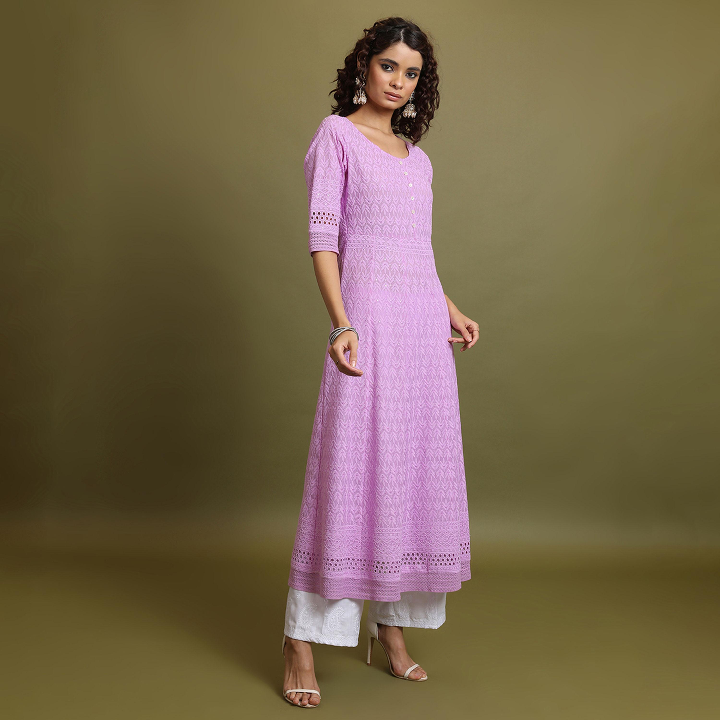 Vishudh X Styli Geometric Embroidered Thread Work Anarkali Kurta-women-clothing-ethnicwear-kurtas-image-4