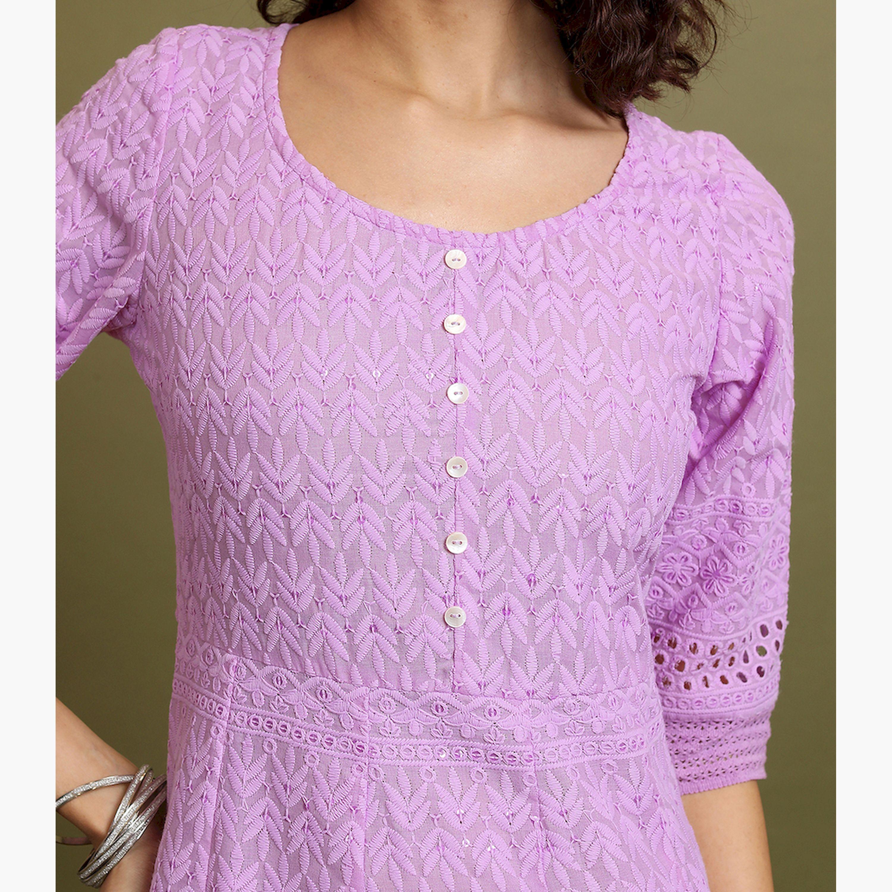 Vishudh X Styli Geometric Embroidered Thread Work Anarkali Kurta-women-clothing-ethnicwear-kurtas-image-5