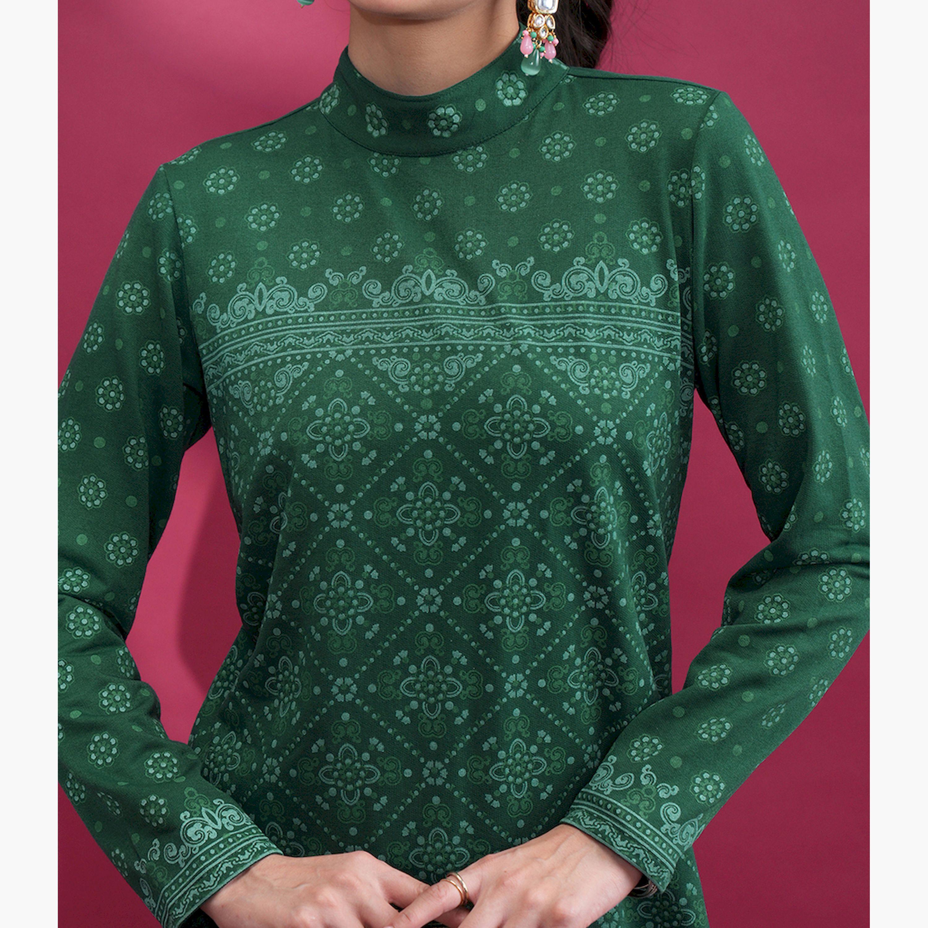 Vishudh X Styli High Neck Ethnic Motifs Thread Work Kurta-women-clothing-ethnicwear-kurtas-image-5