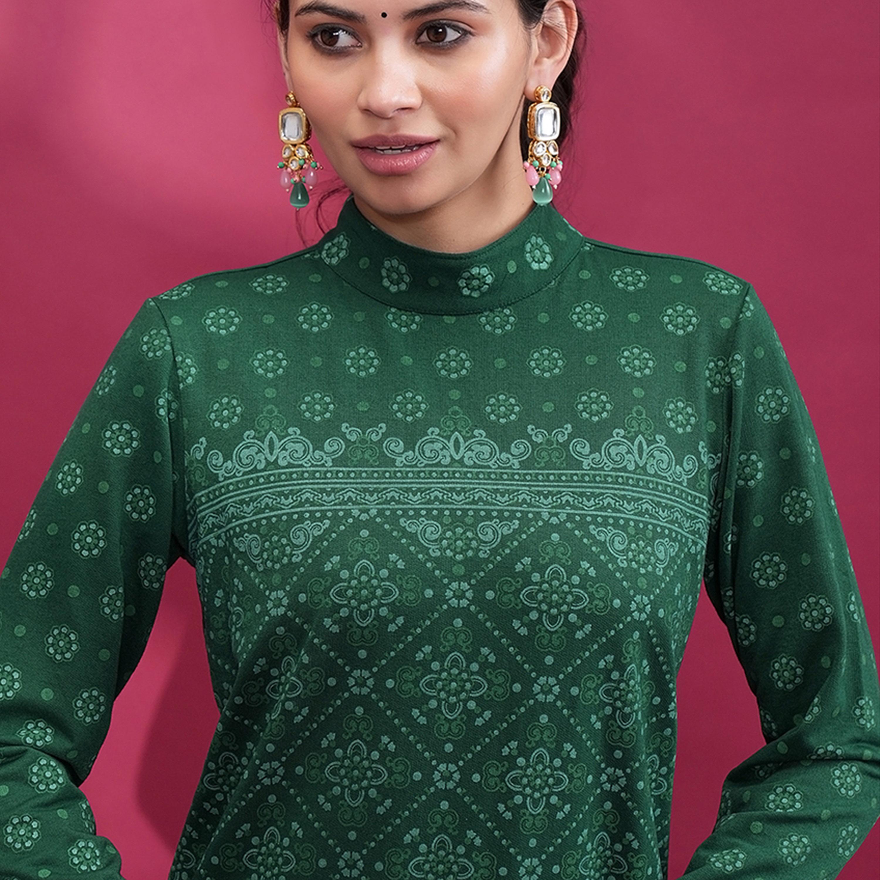 فيشود × ستايلي - كورتا برقبة عالية وزخارف عرقية وتطريز خيوط-women-clothing-ethnicwear-kurtas-image-6