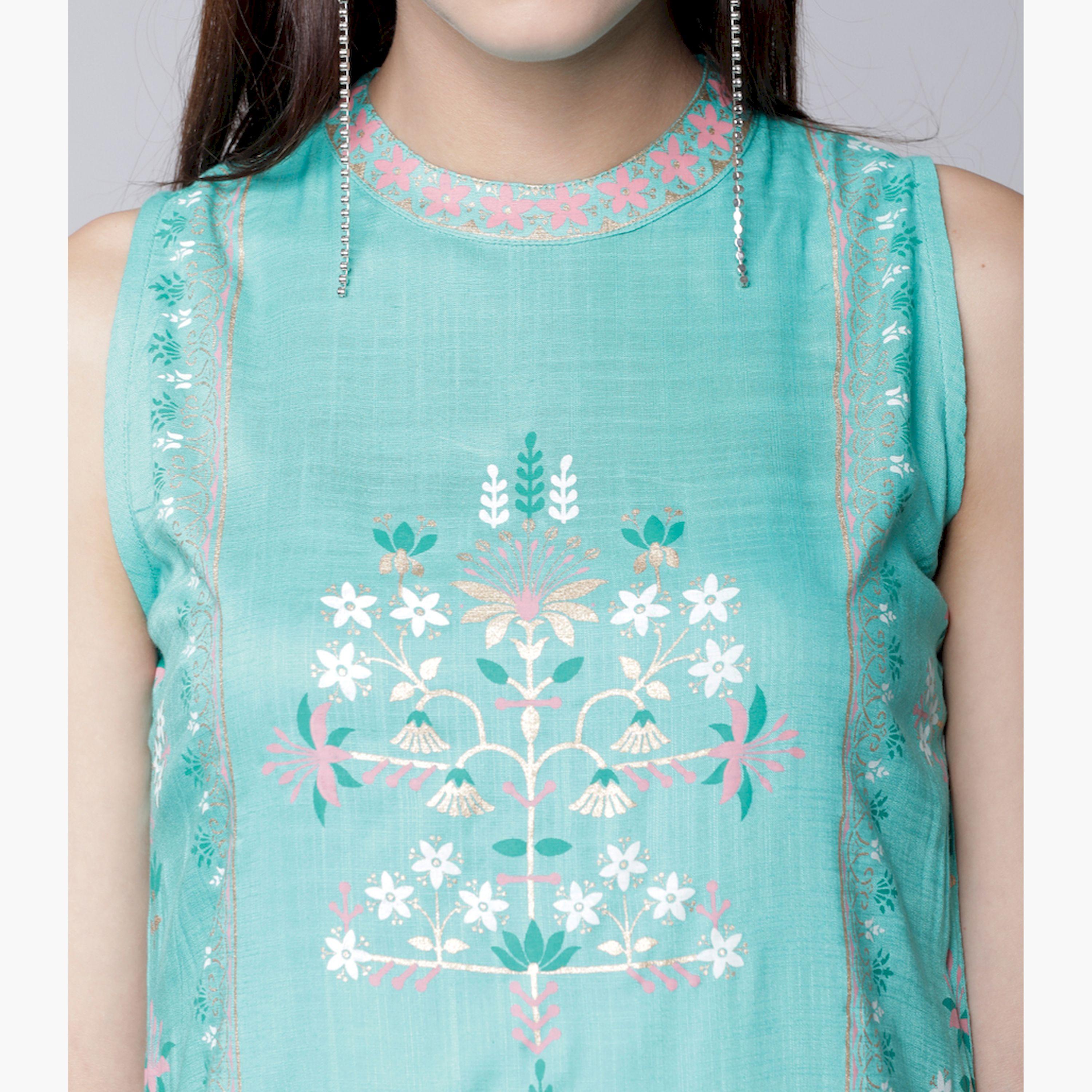 Vishudh X Styli Women Sea Green Solid Straight Kurta-women-clothing-ethnicwear-kurtas-image-5