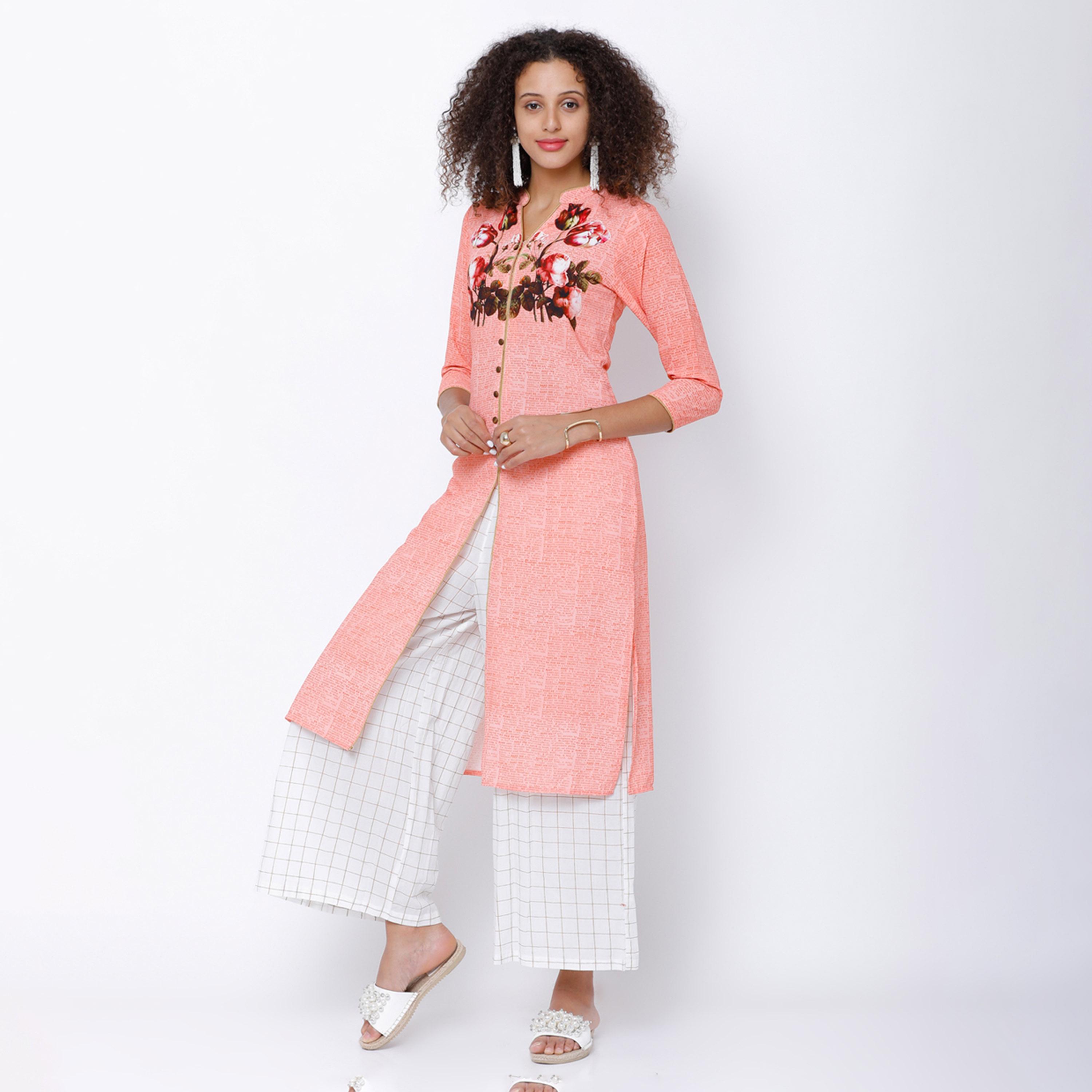 Vishudh X Styli Women Pink Printed Straight Kurta-women-clothing-ethnicwear-kurtas-image-2
