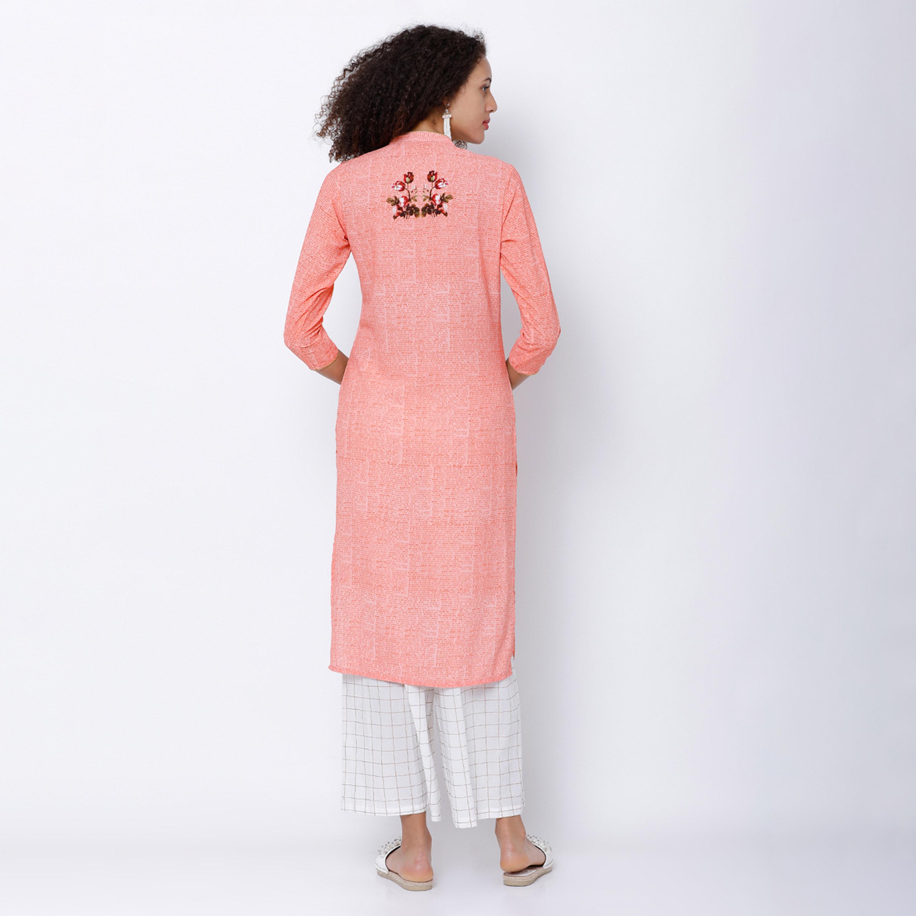 Vishudh X Styli Women Pink Printed Straight Kurta-women-clothing-ethnicwear-kurtas-image-3
