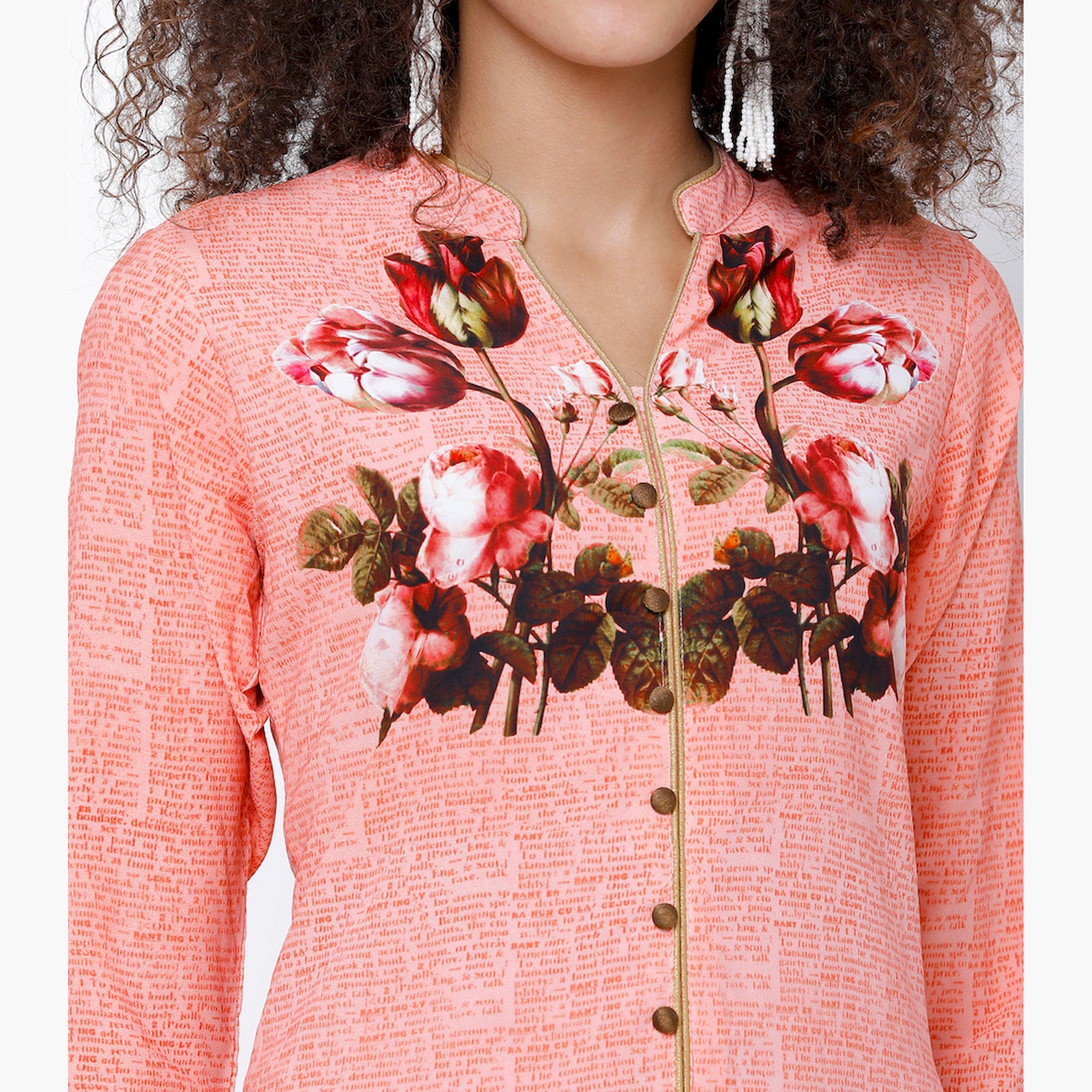 Vishudh X Styli Women Pink Printed Straight Kurta-women-clothing-ethnicwear-kurtas-image-5