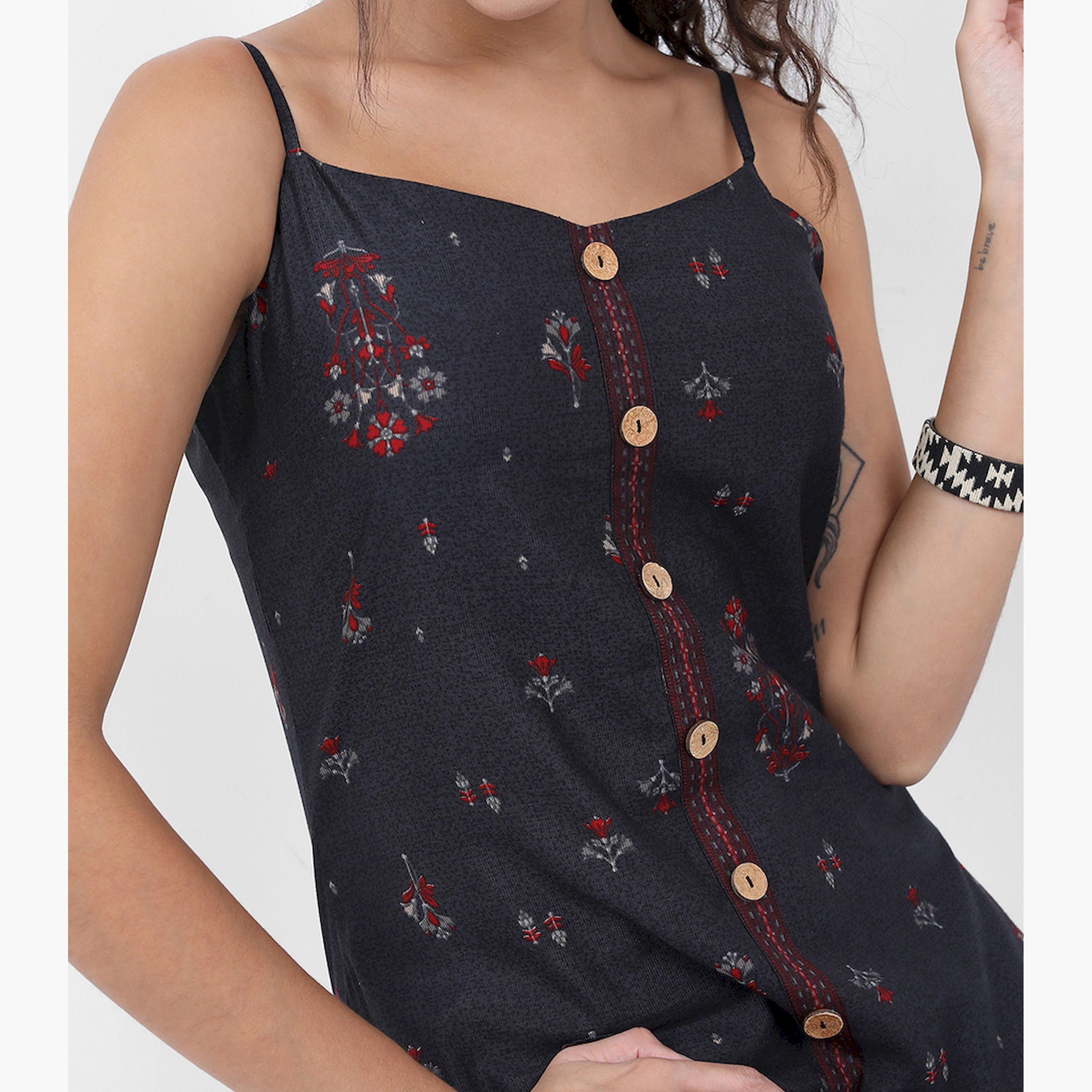فيشود × ستايلي - كورتا مطبوعة بالورود بتطريز المرايا-women-clothing-ethnicwear-kurtas-image-5