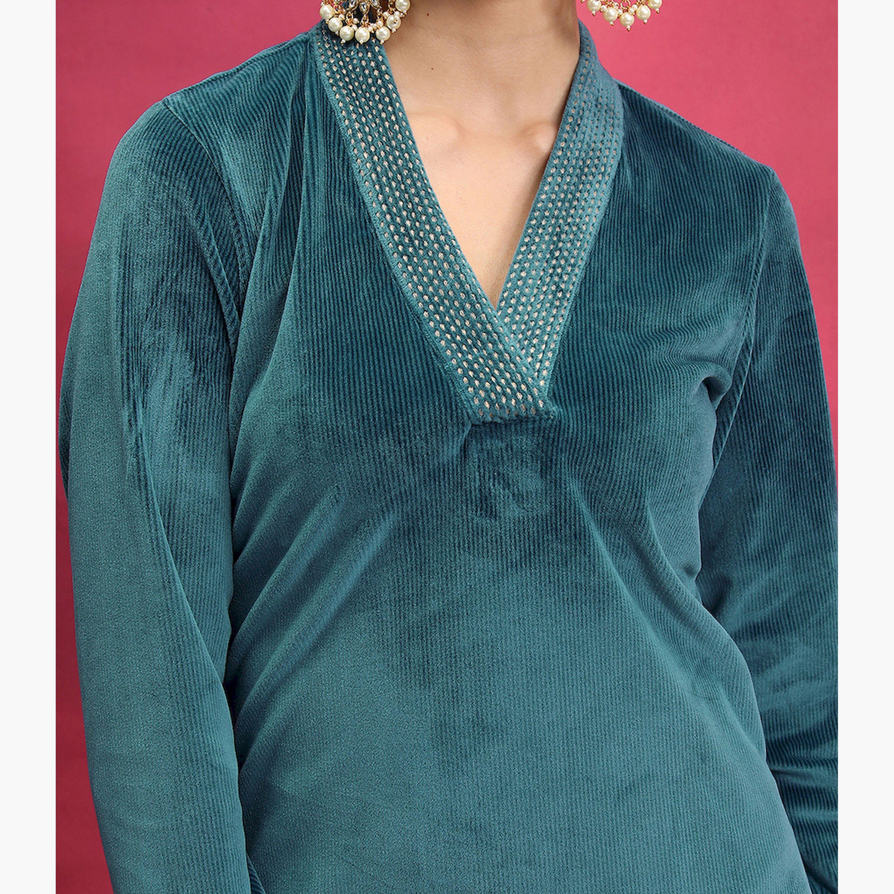 فيشود × ستايلي - كورتا مستقيمة برقبة على شكل حرف V-women-clothing-ethnicwear-kurtas-image-5