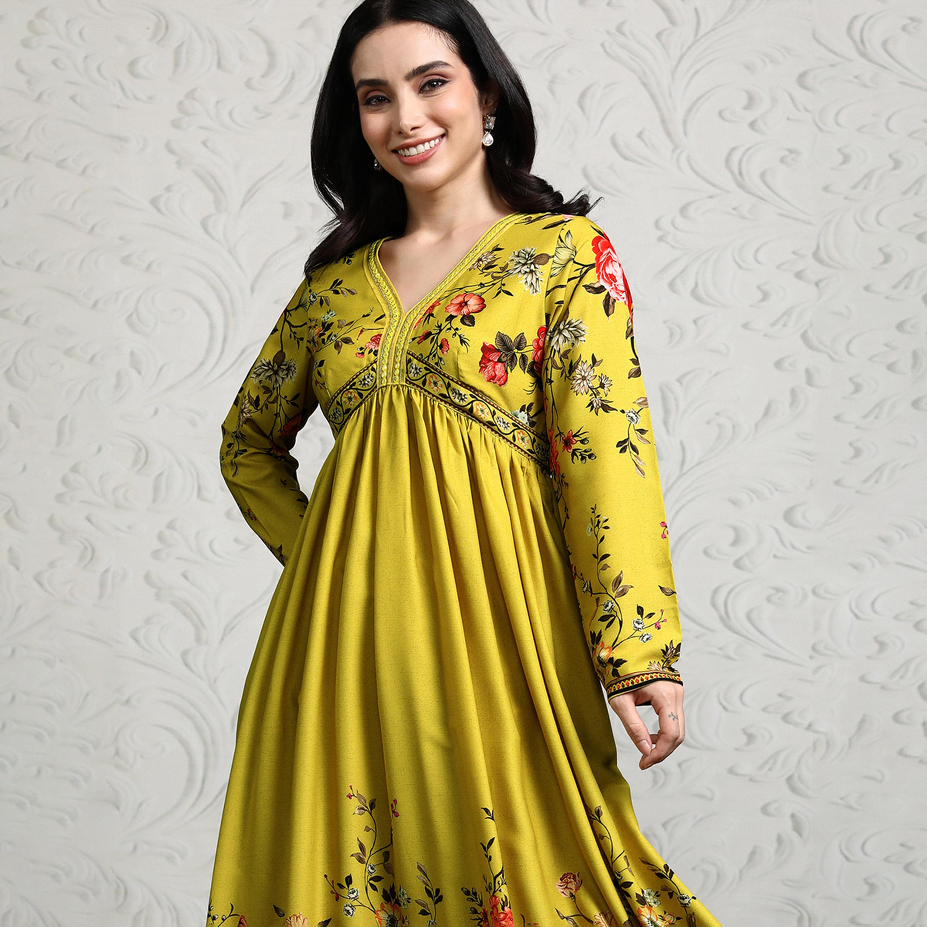 فيشود × ستايلي - كورتا أناركالي مطبوعة بالزهور للنساء-women-clothing-ethnicwear-kurtas-image-2