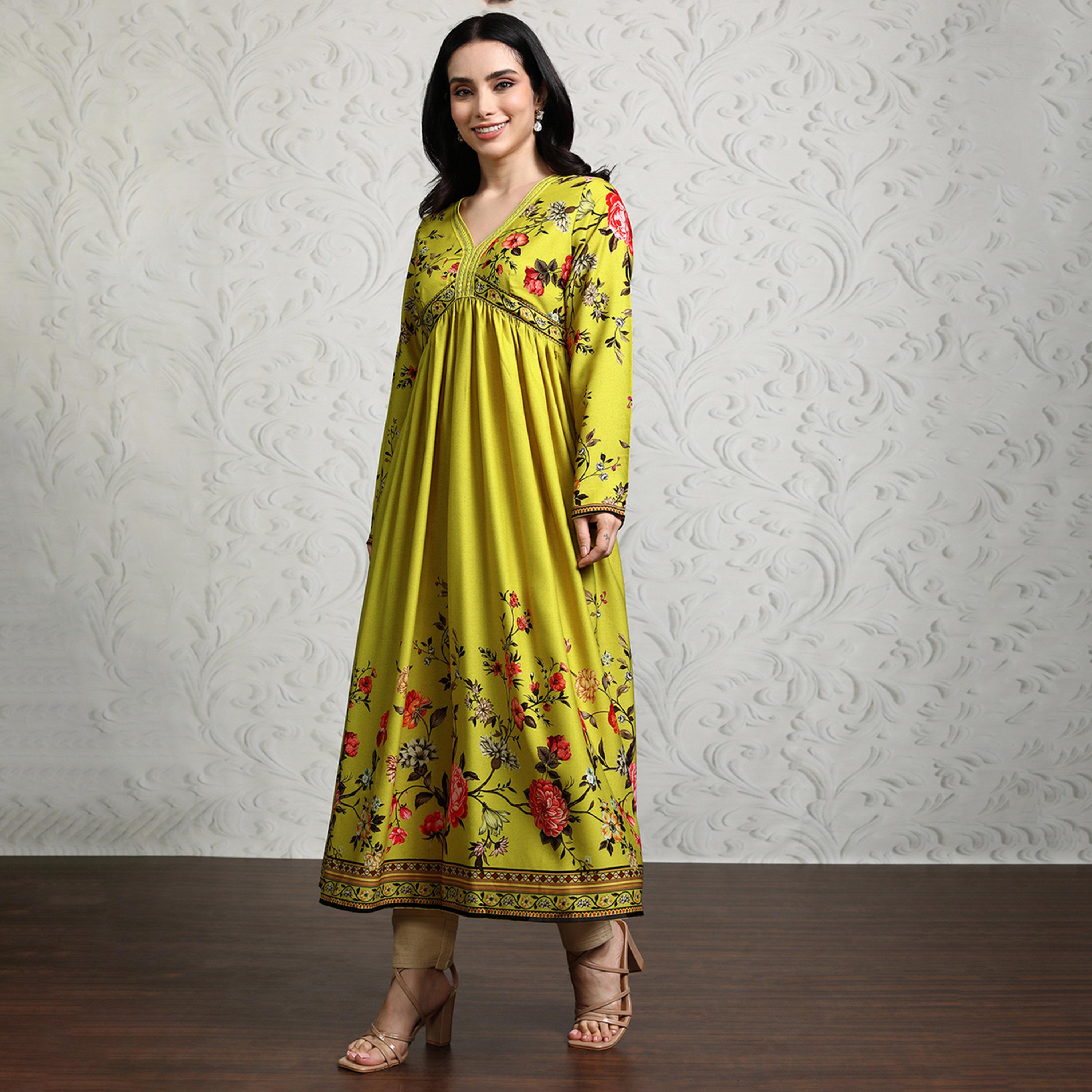 فيشود × ستايلي - كورتا أناركالي مطبوعة بالزهور للنساء-women-clothing-ethnicwear-kurtas-image-4