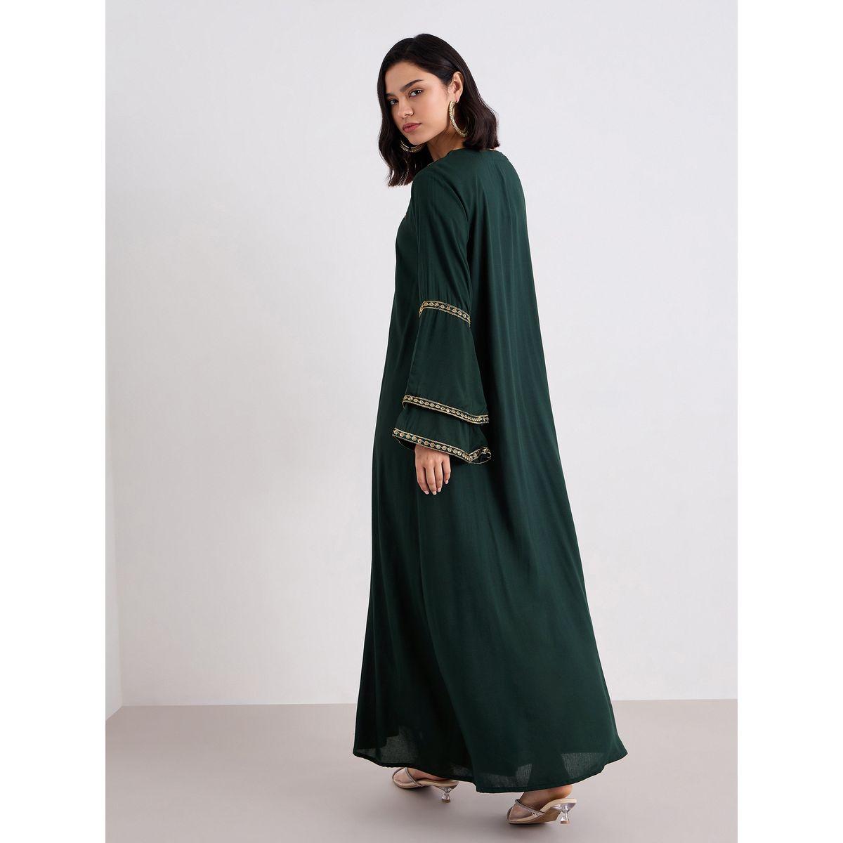 Styli Layered Flare Sleeve Jalabiya with Thread Embroidery-women-arabicclothing-jalabiyas-image-4