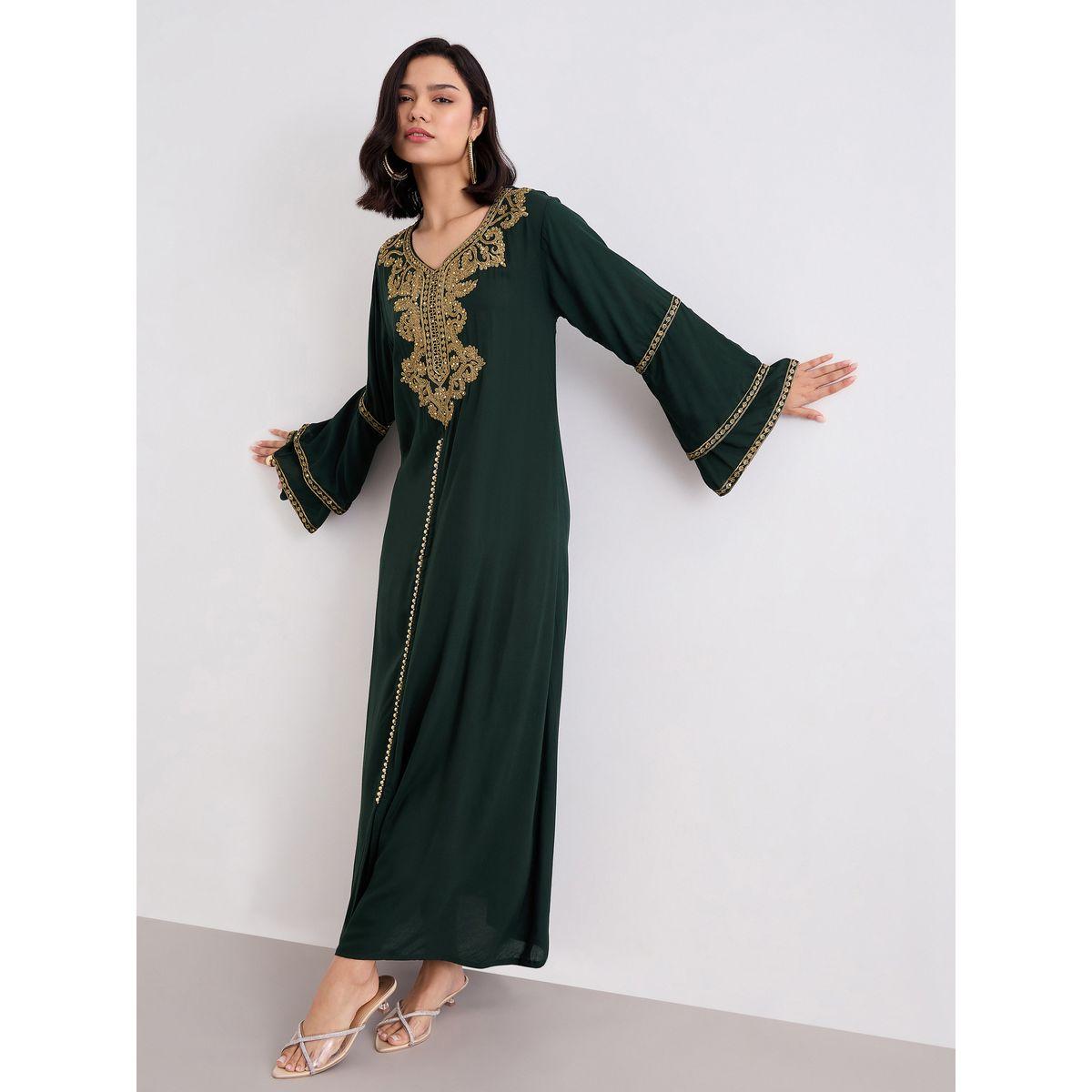 Styli Layered Flare Sleeve Jalabiya with Thread Embroidery-women-arabicclothing-jalabiyas-image-5