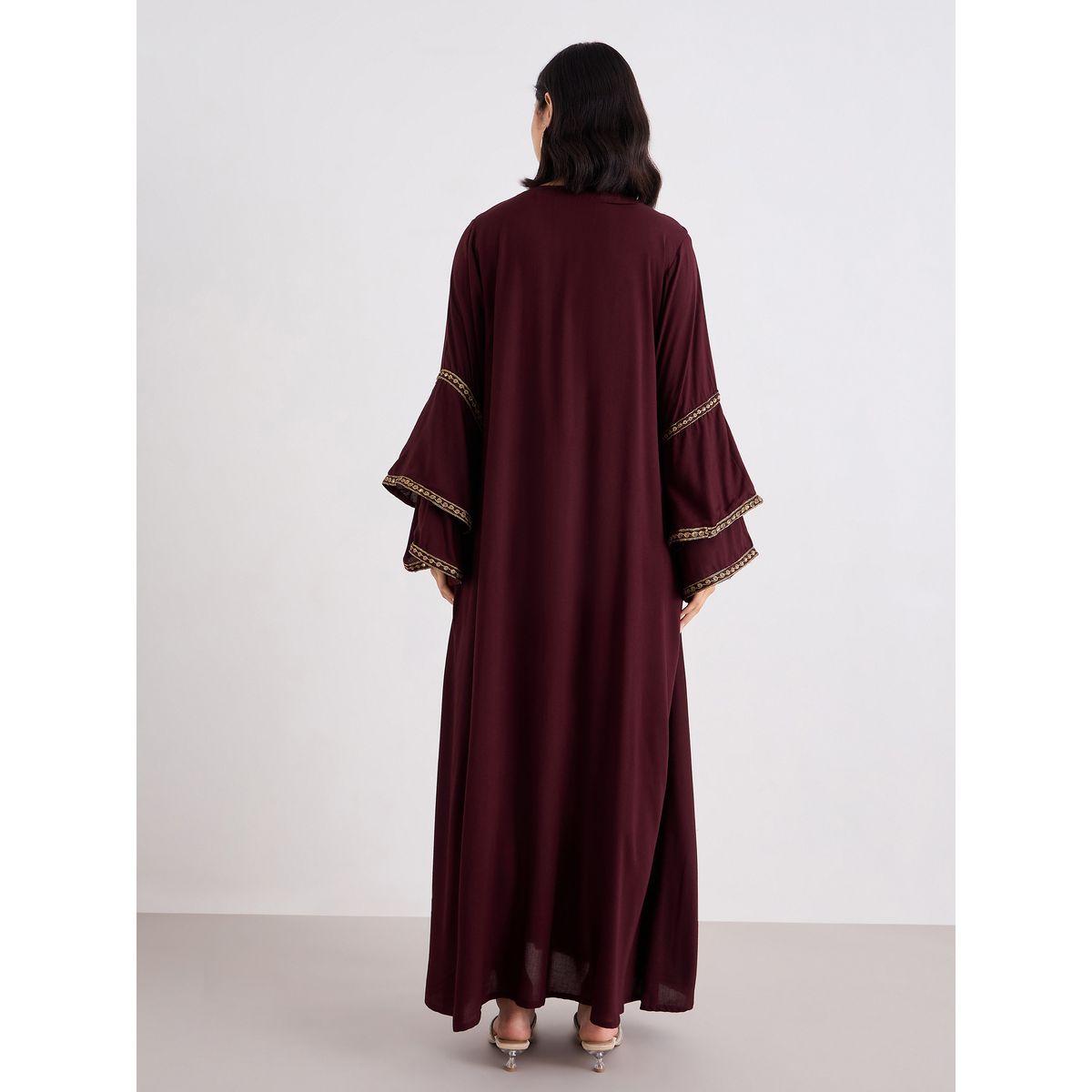 Styli Layered Flare Sleeve Jalabiya with Thread Embroidery-women-arabicclothing-jalabiyas-image-4