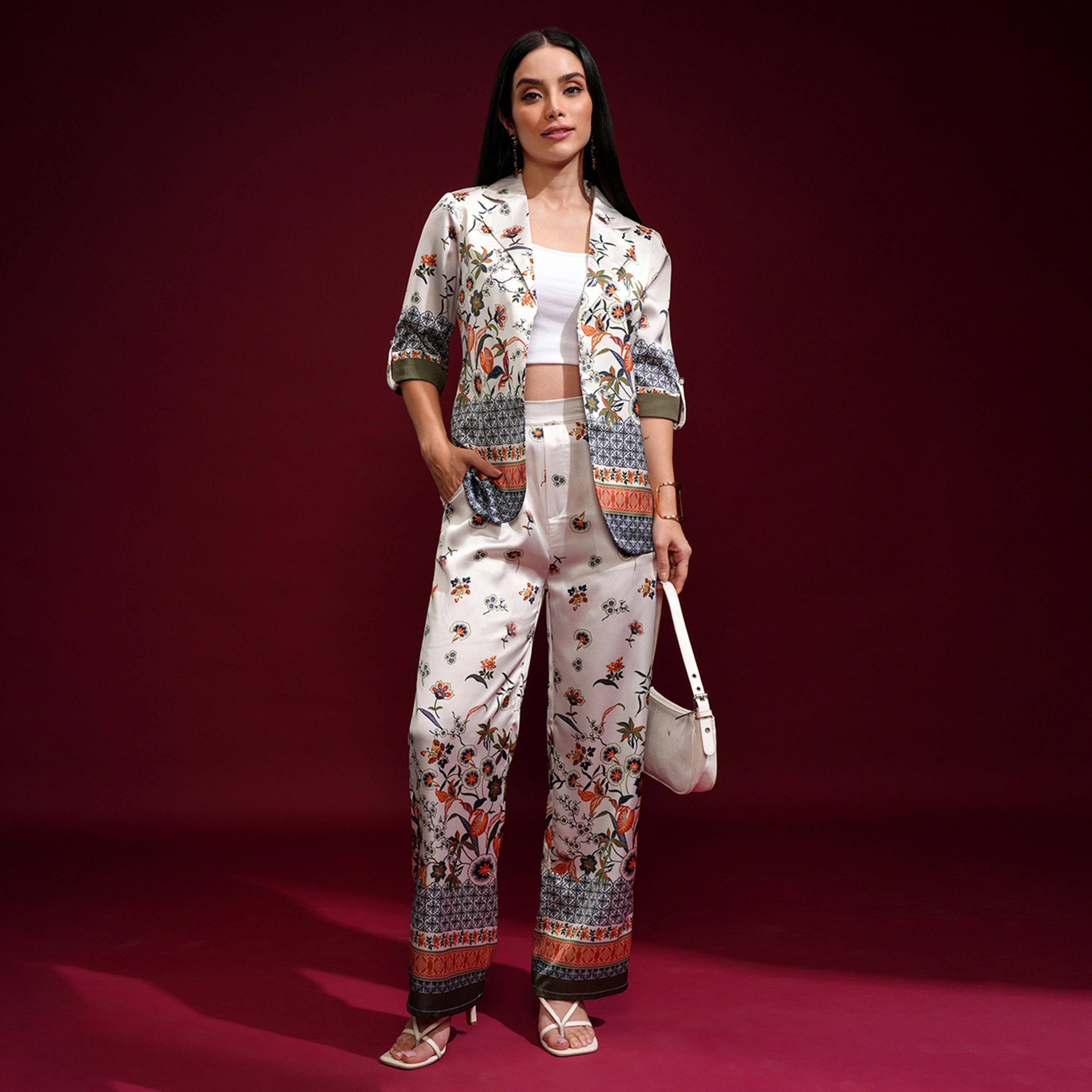 Vishudh X Styli Floral Printed Notched Lapel Roll-Up Sleeves Blazer With Trousers-women-clothing-coordsets-image-1