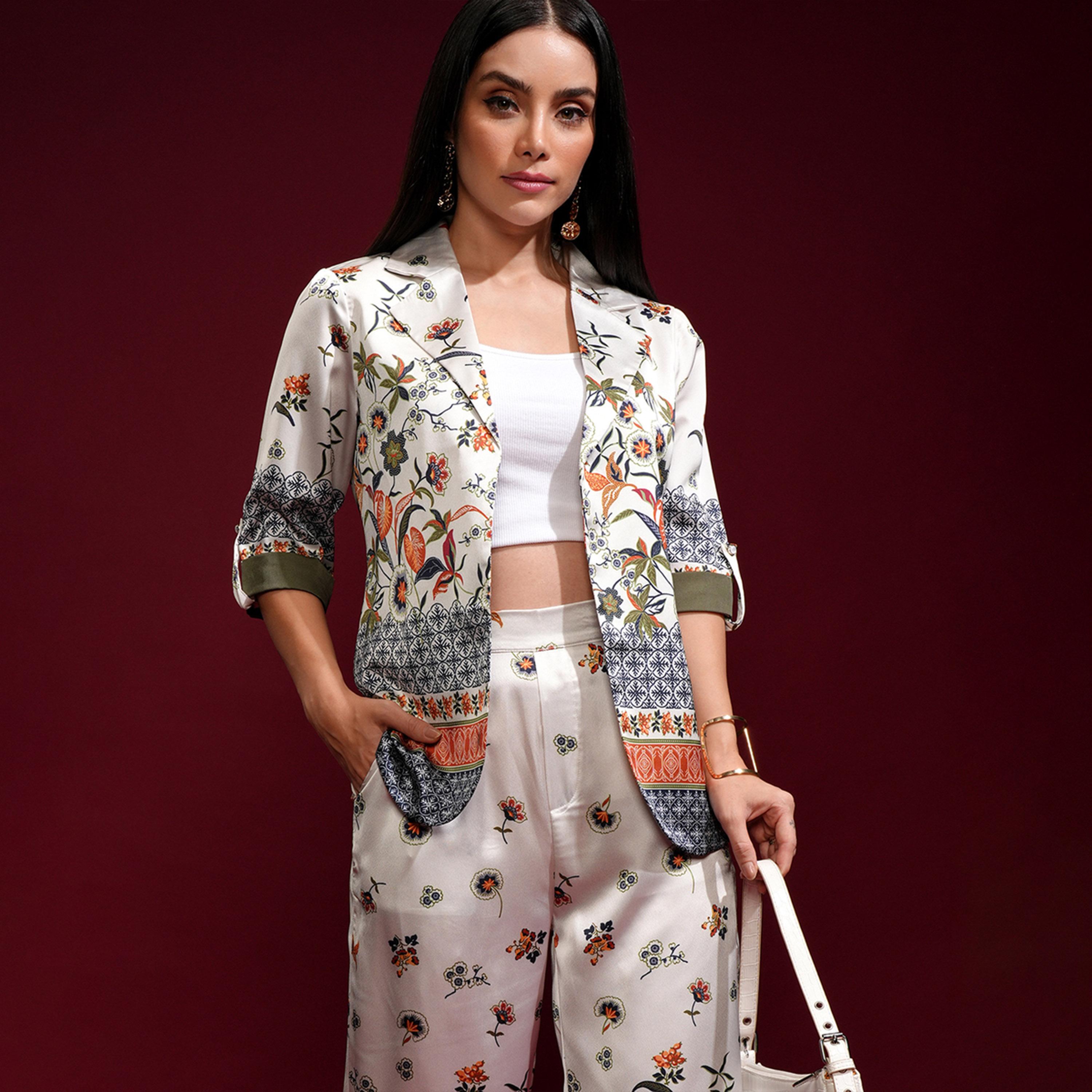 Vishudh X Styli Floral Printed Notched Lapel Roll-Up Sleeves Blazer With Trousers-women-clothing-coordsets-image-2