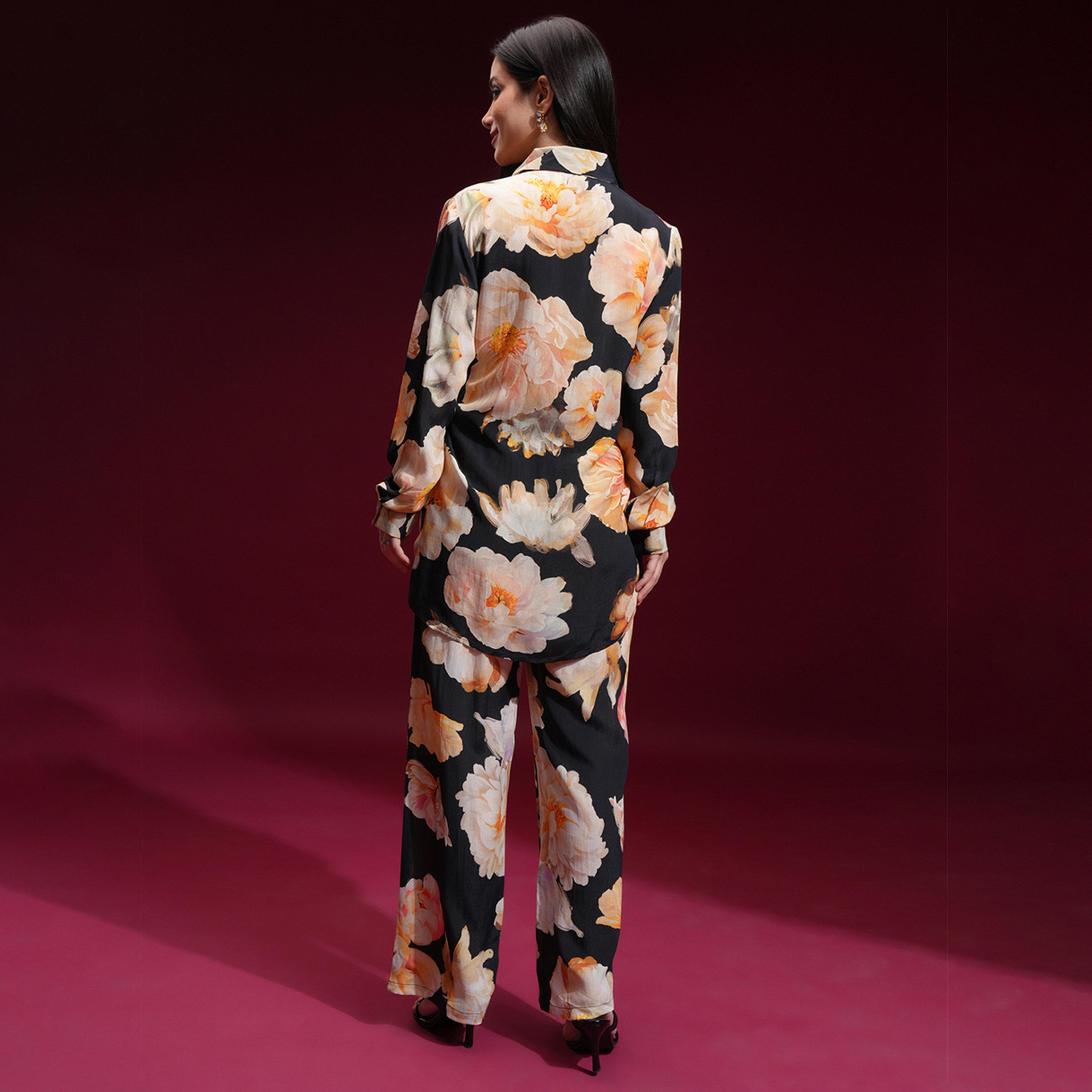 Vishudh X Styli Black Printed Long Sleeves Shirt With Trouser-women-clothing-coordsets-image-3