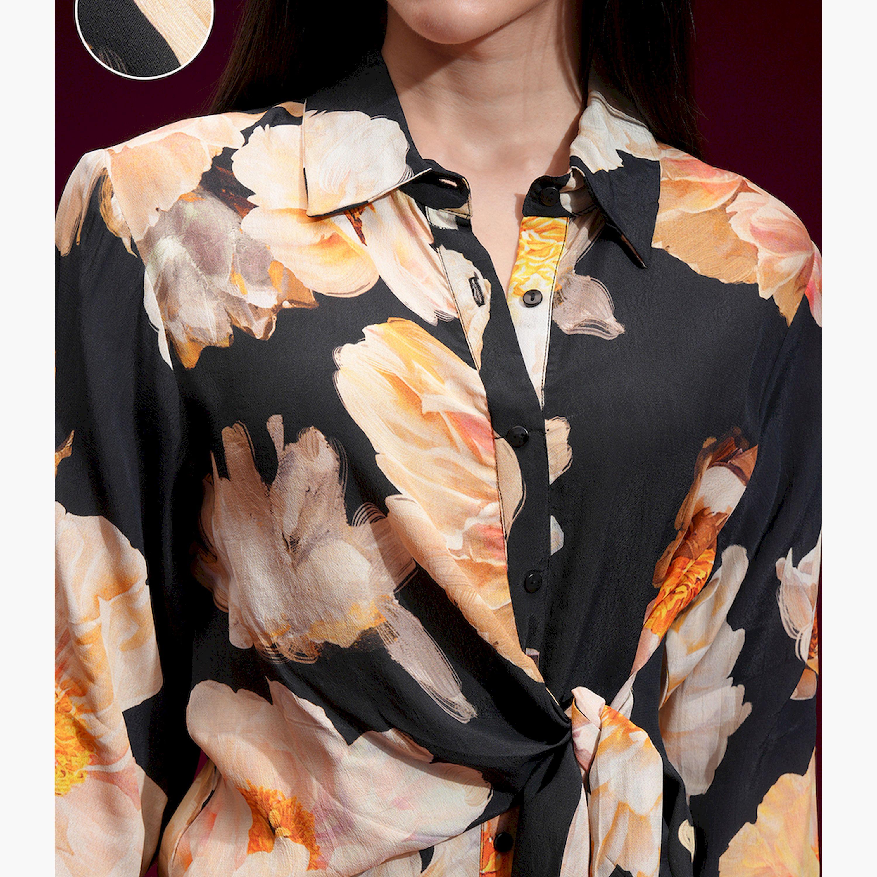 فيشود × ستايلي - قميص أسود مطبوع بأكمام طويلة مع بنطال-women-clothing-coordsets-image-5