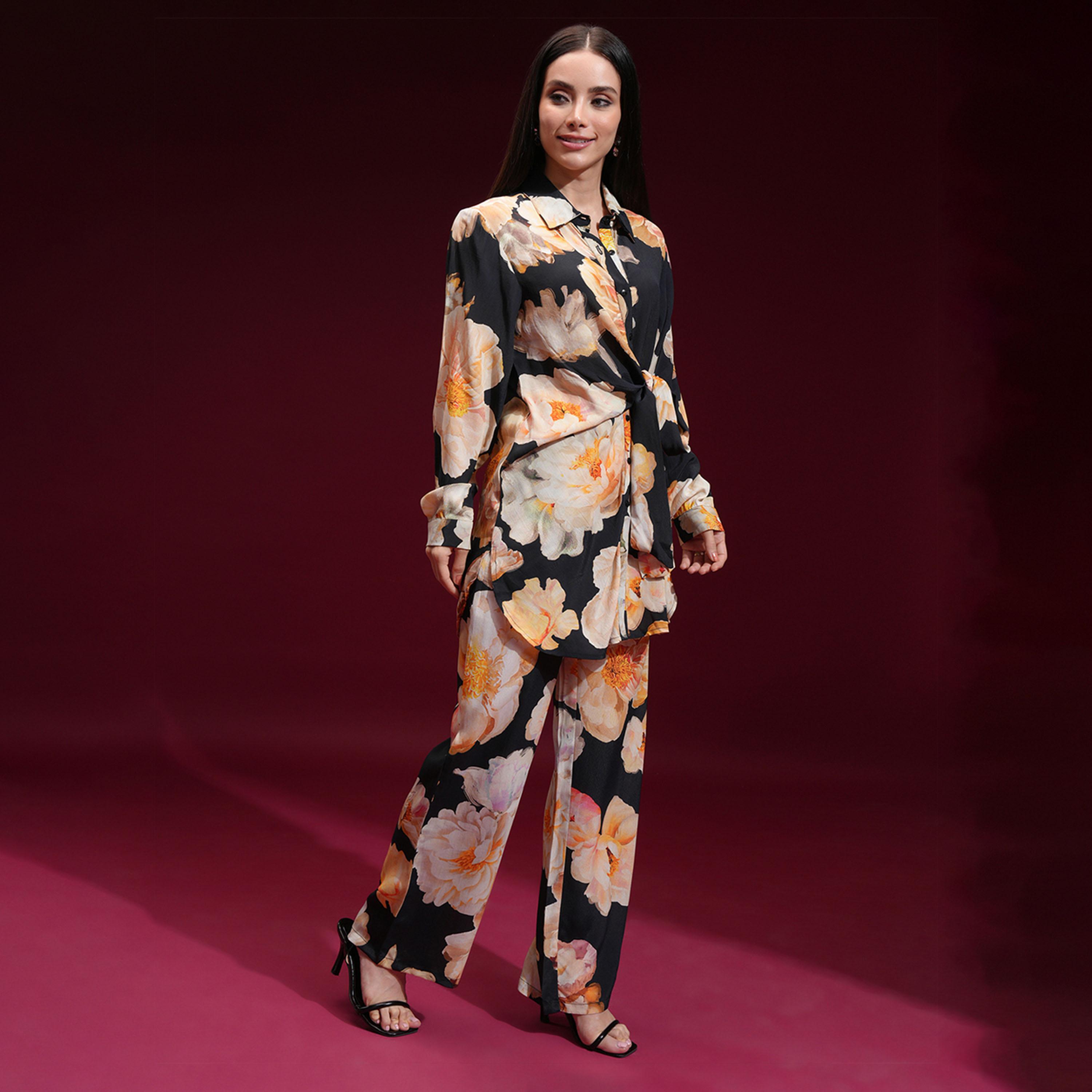 فيشود × ستايلي - قميص أسود مطبوع بأكمام طويلة مع بنطال-women-clothing-coordsets-image-6