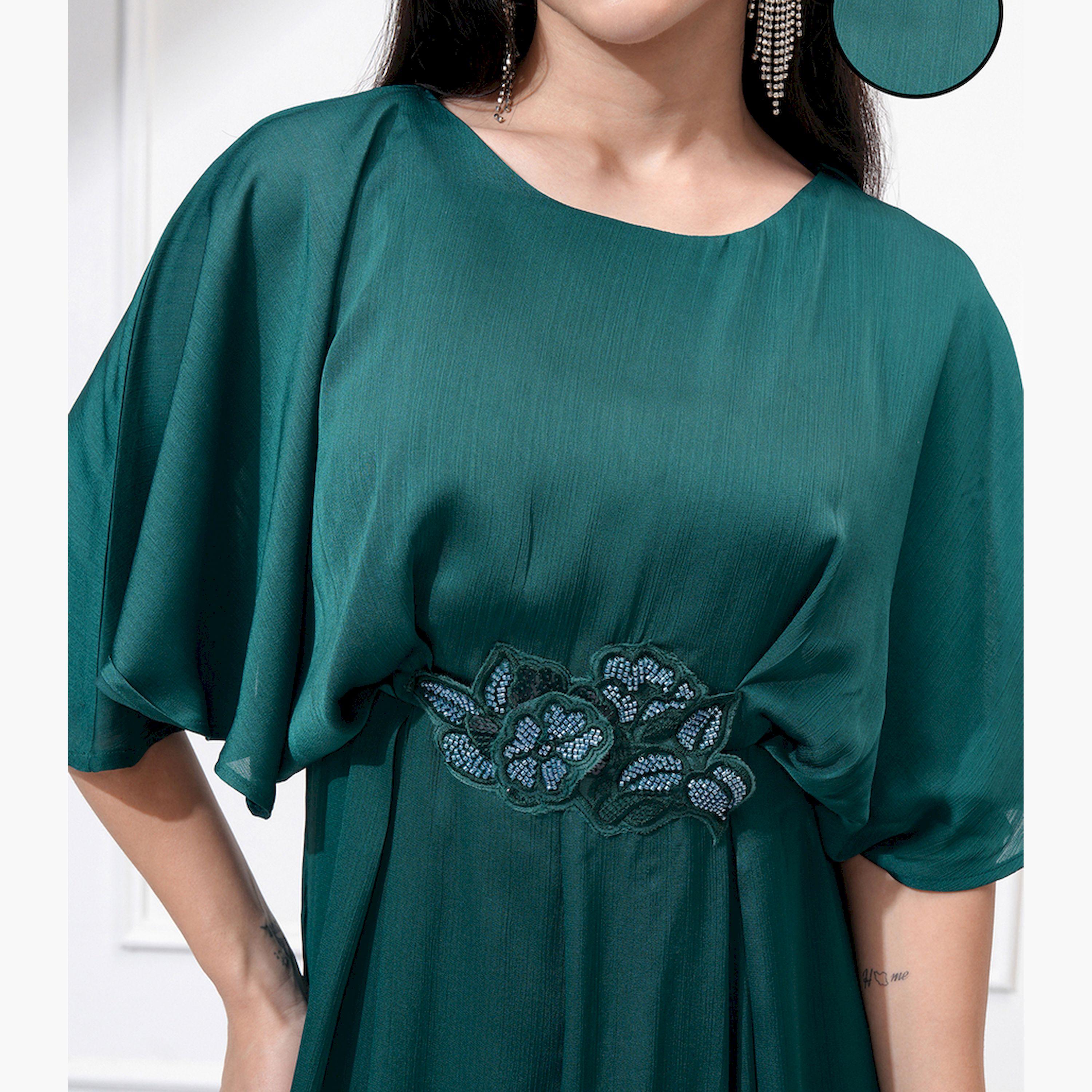 فيشود × ستايلي - جمبسوت نسائي أساسي بياقة دائرية مع تفاصيل مزخرفة-women-clothing-jumpsuits-image-5