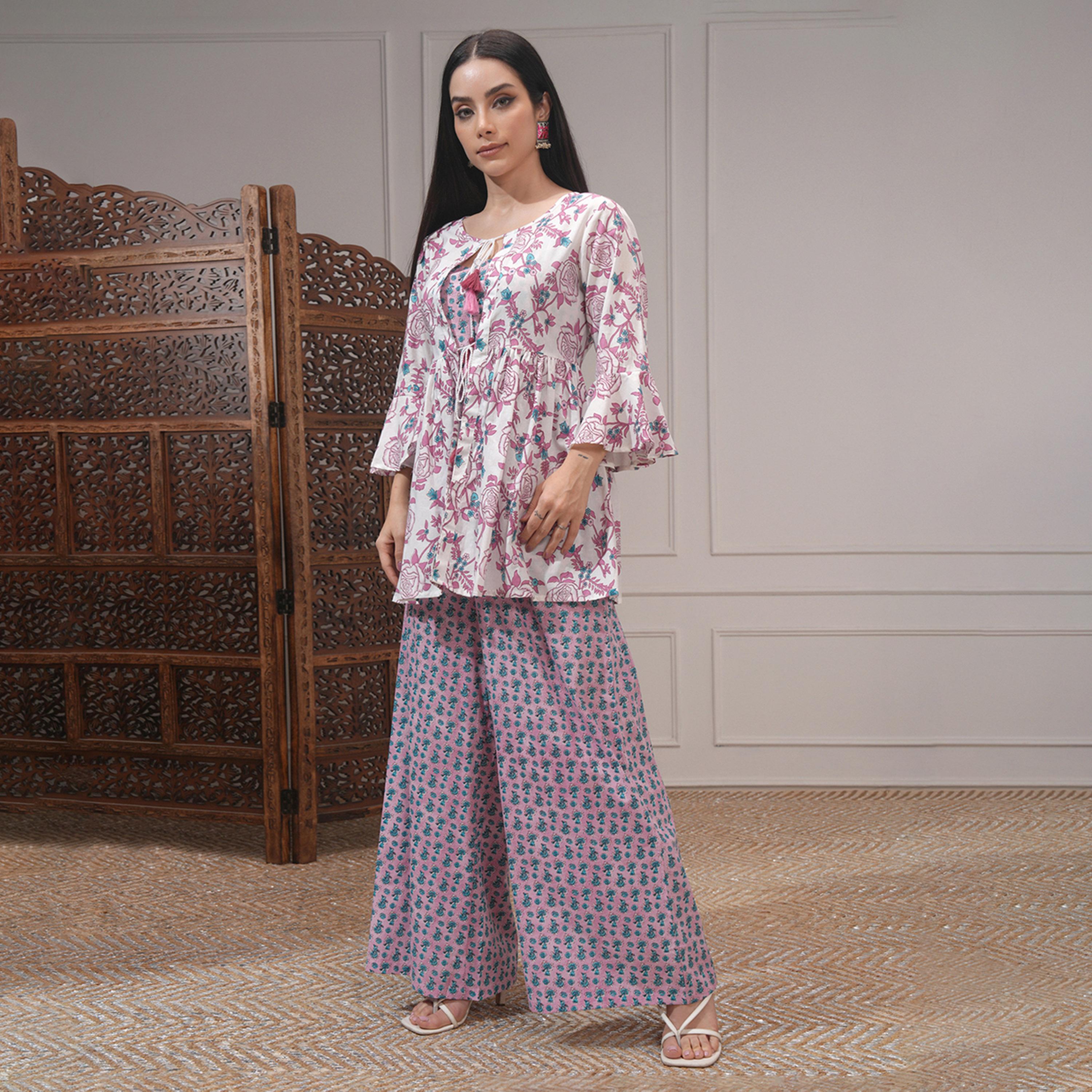 Vishudh X Styli Printed Pure Cotton Tunic With Palazzo Co-Ords-women-clothing-coordsets-image-2