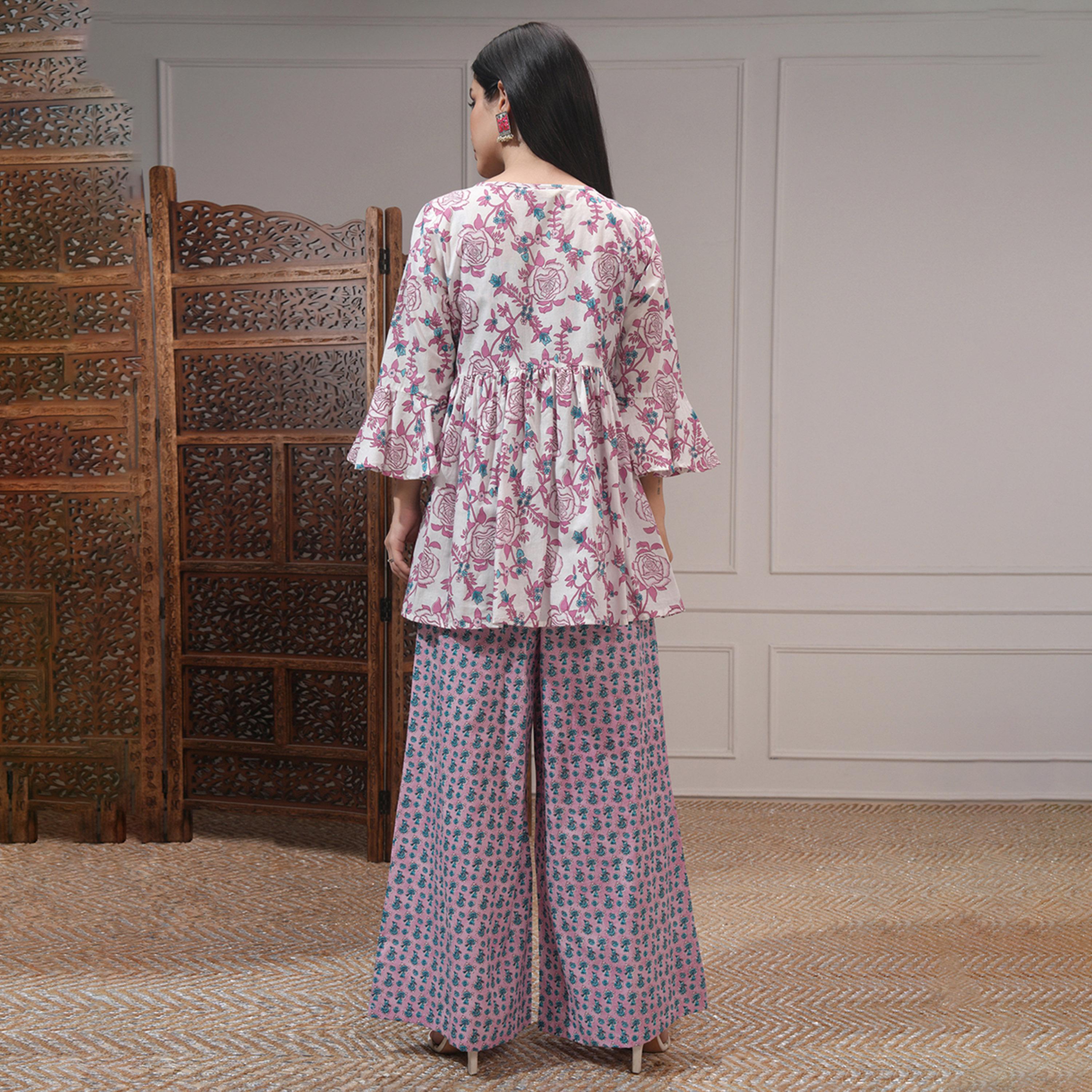 Vishudh X Styli Printed Pure Cotton Tunic With Palazzo Co-Ords-women-clothing-coordsets-image-3