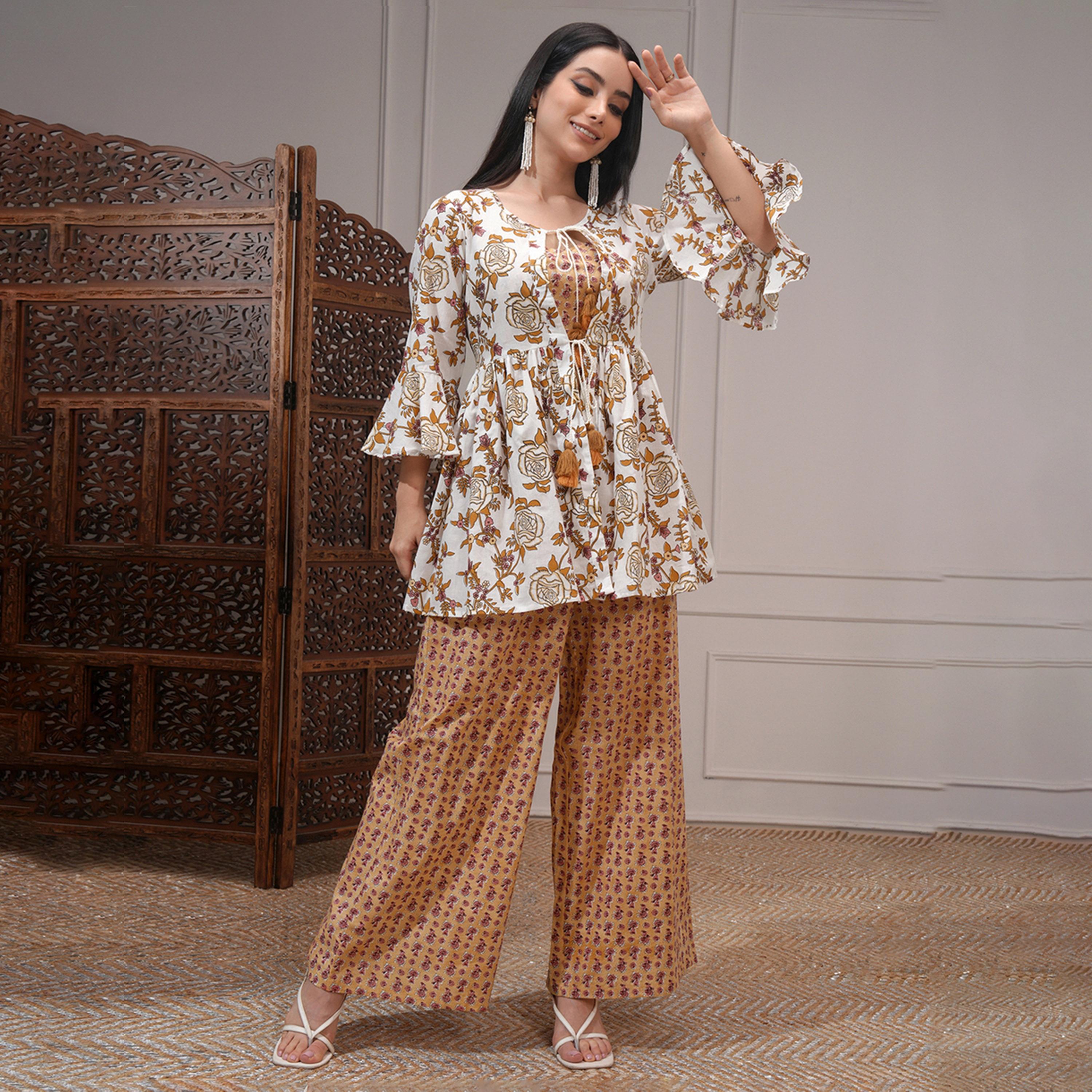 Vishudh X Styli Printed Top With Palazzo & Jacket Co-Ords-women-clothing-coordsets-image-1