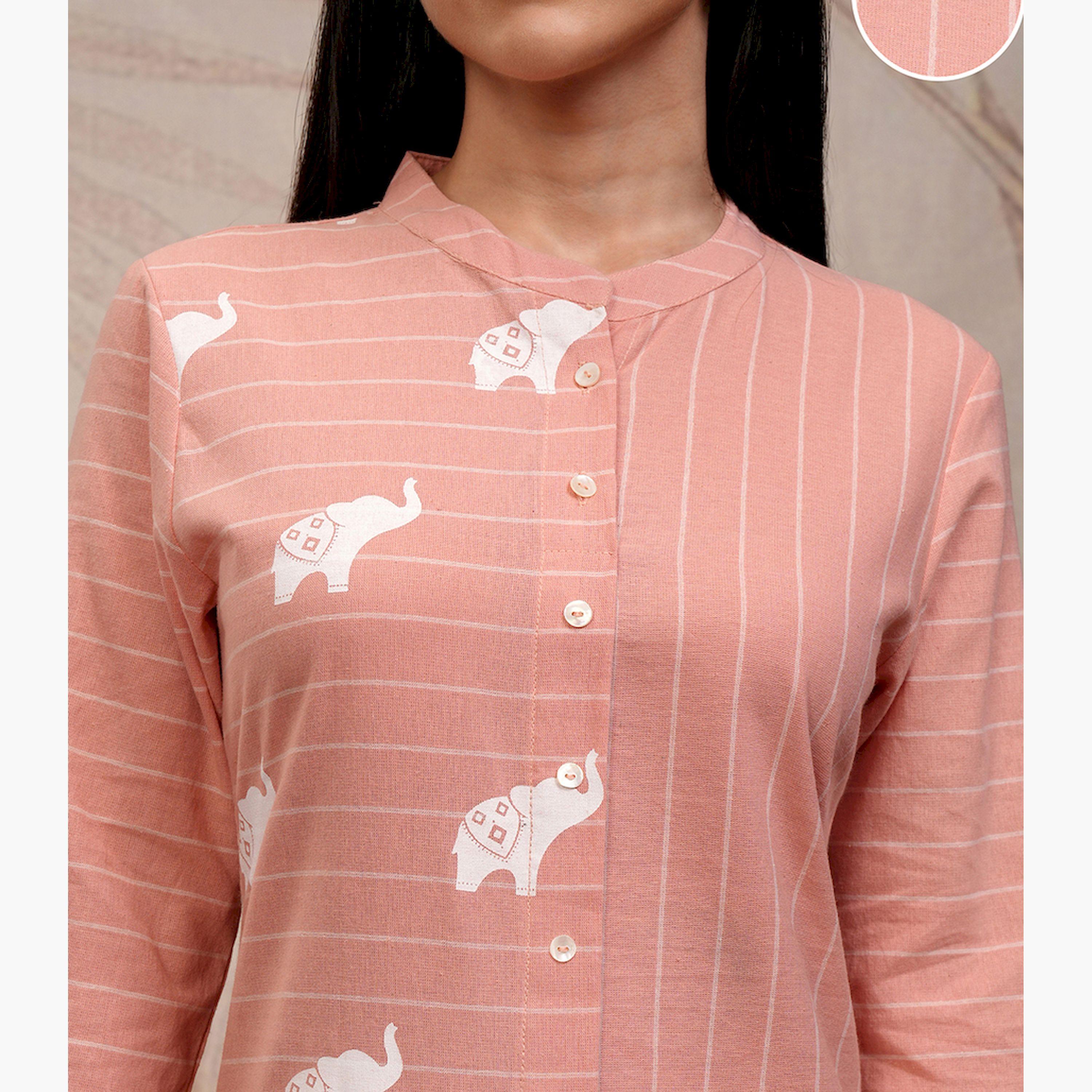فيشود × ستايلي - كورتا مخططة بياقة ماندرين مع بنطال بلازوا-women-clothing-ethnicwear-kurtasets-image-5