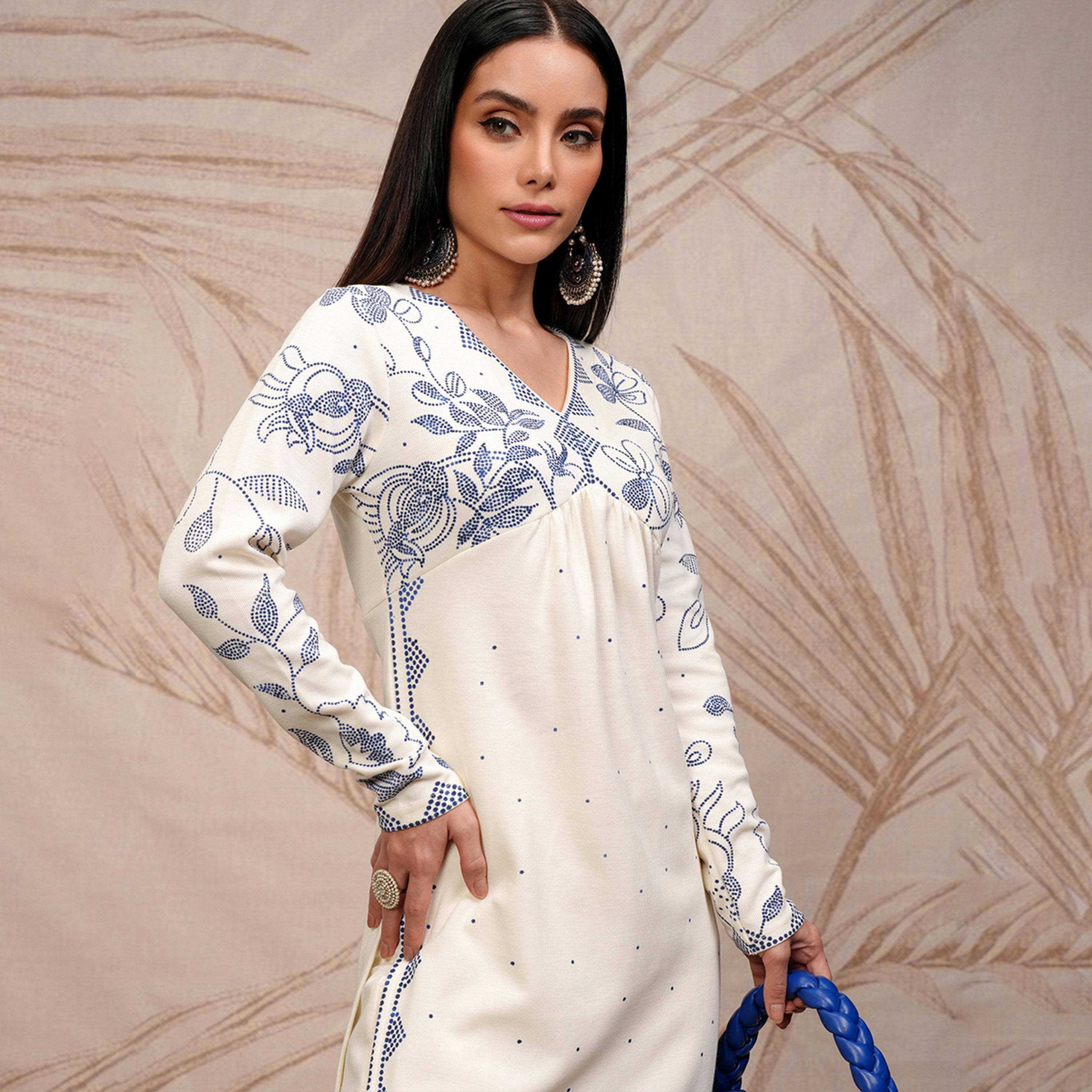Vishudh X Styli Floral Printed Straight Kurta With Trouser-women-clothing-ethnicwear-kurtasets-image-2