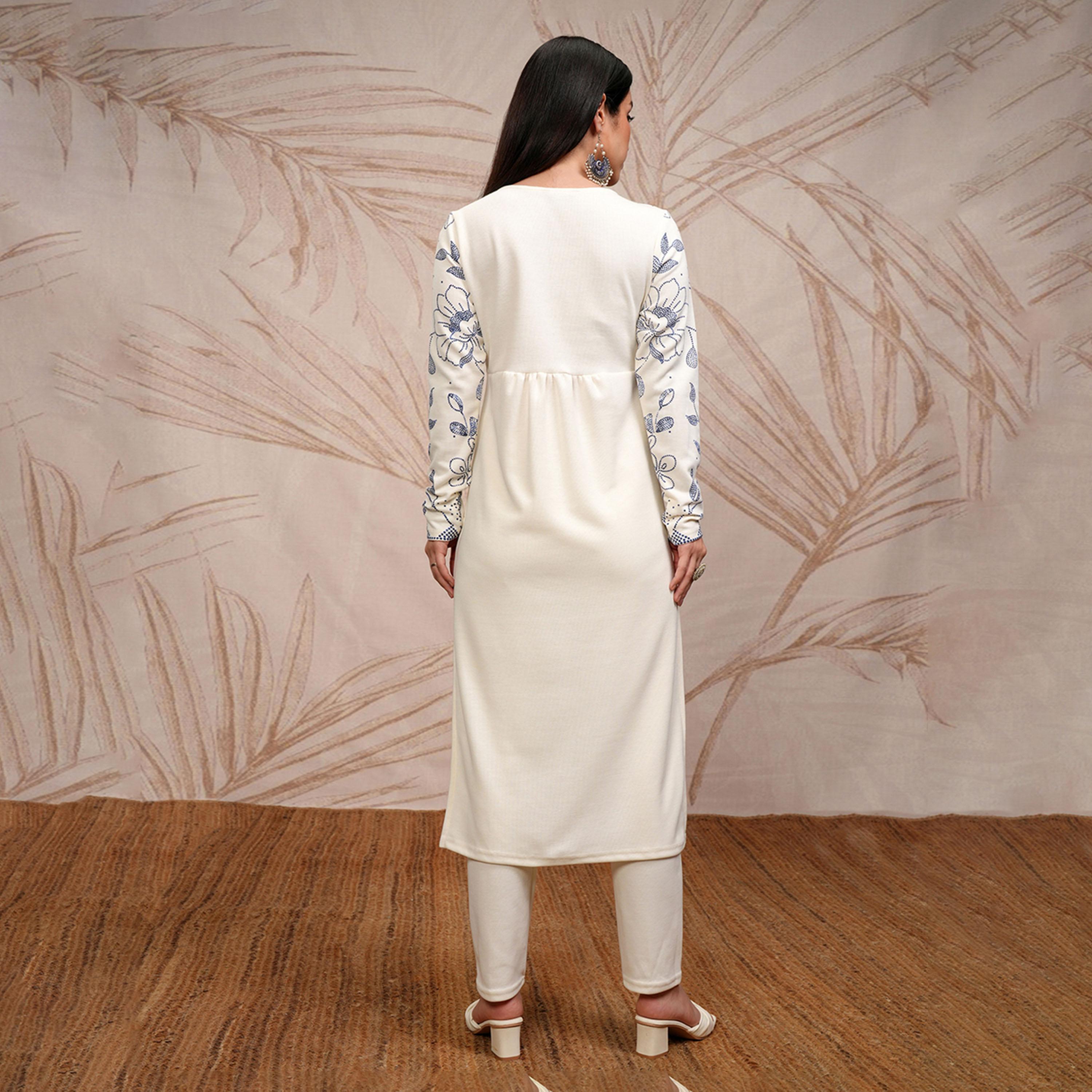 Vishudh X Styli Floral Printed Straight Kurta With Trouser-women-clothing-ethnicwear-kurtasets-image-3